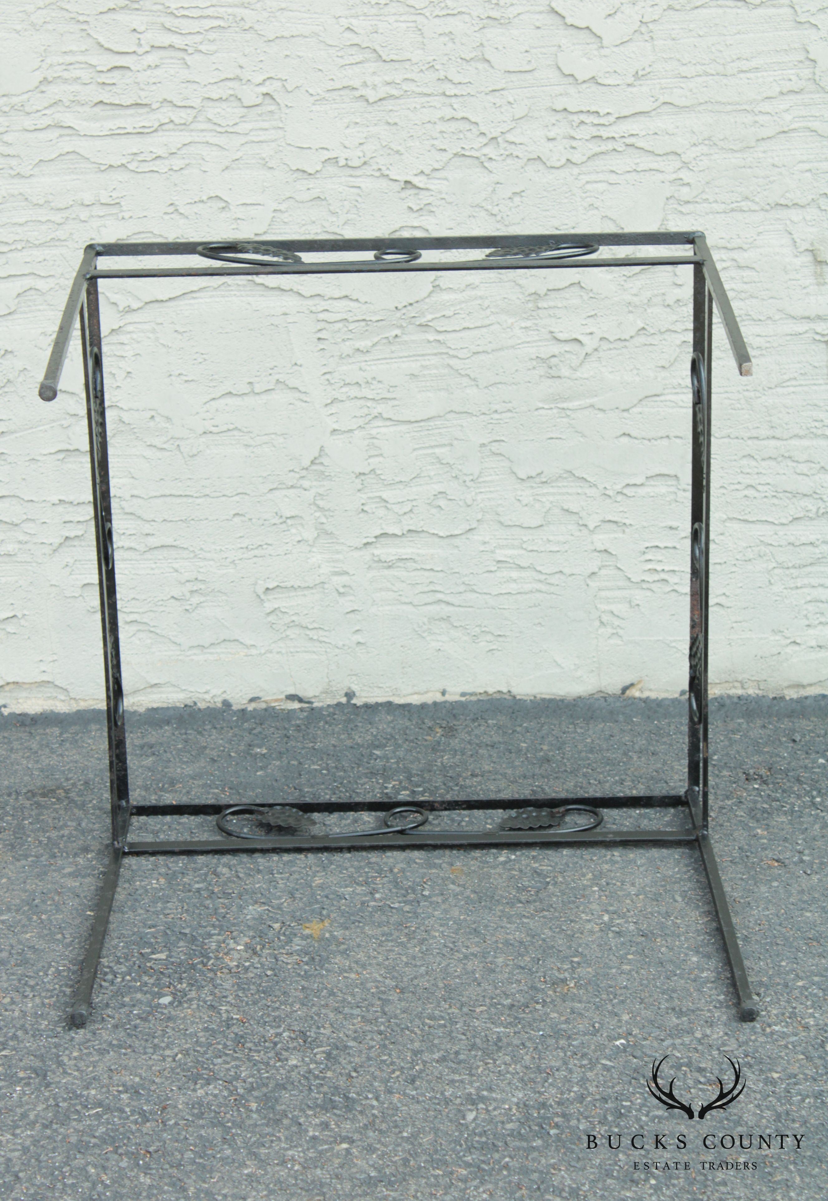 Vintage Wrought Iron Grape Pattern Garden Patio Side Table