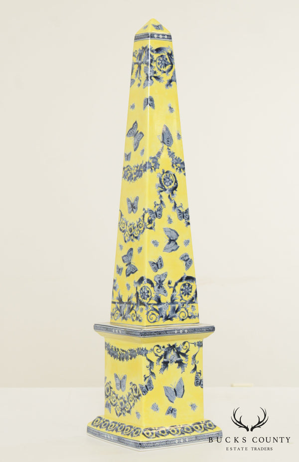 Chinese Hand Painted Chinoiserie Porcelain Obelisk