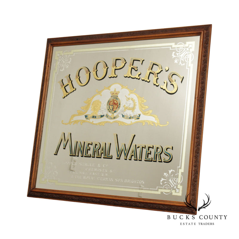 HOOPER'S MINERAL WATERS PUB MIRROR, ETCHED AND REVERSE PAINTED