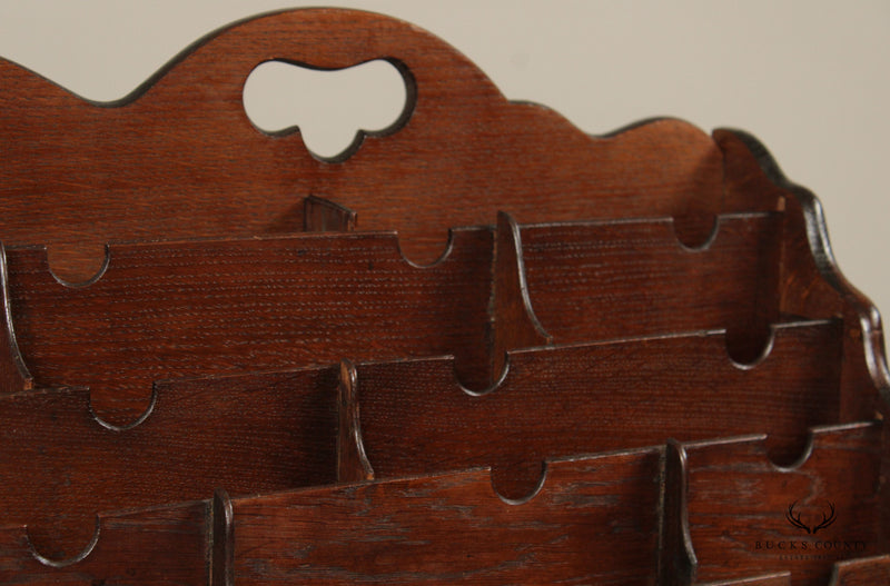 Antique Victorian Carved Oak Letter Holder