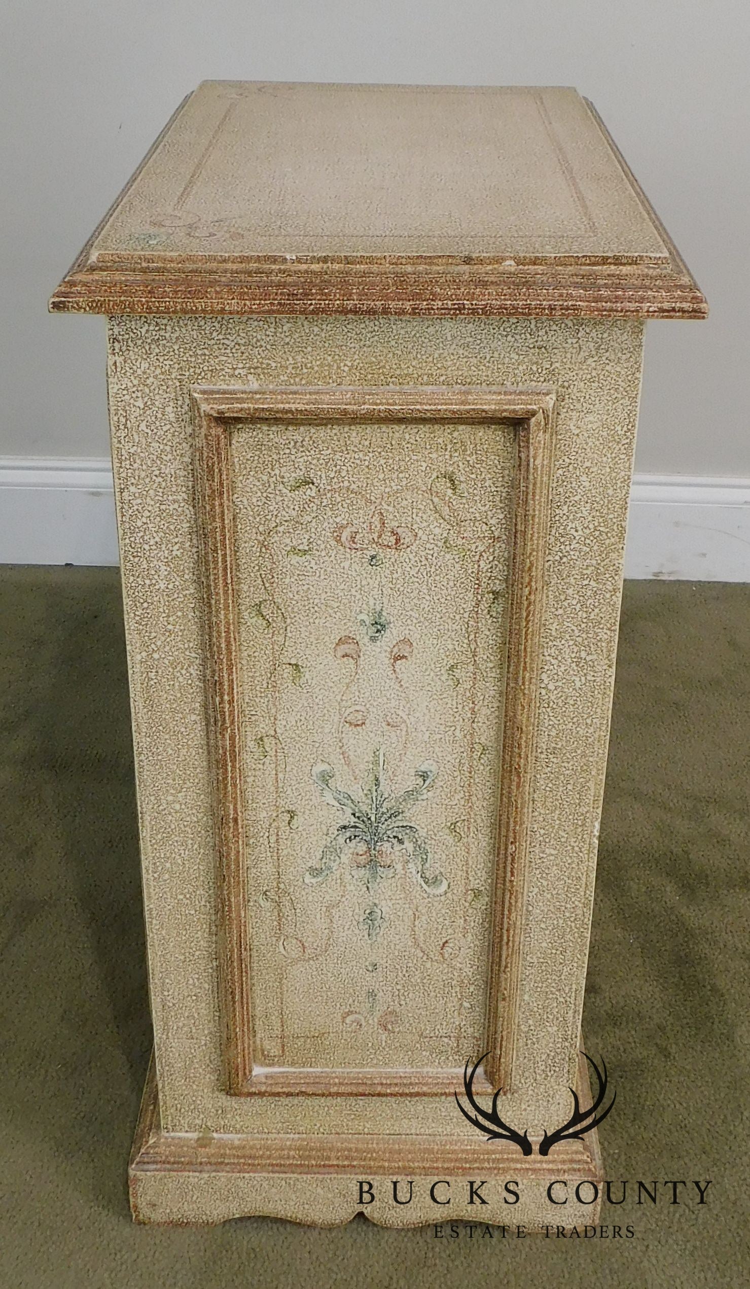 Florentine Style Paint Decorated Lidded Hamper