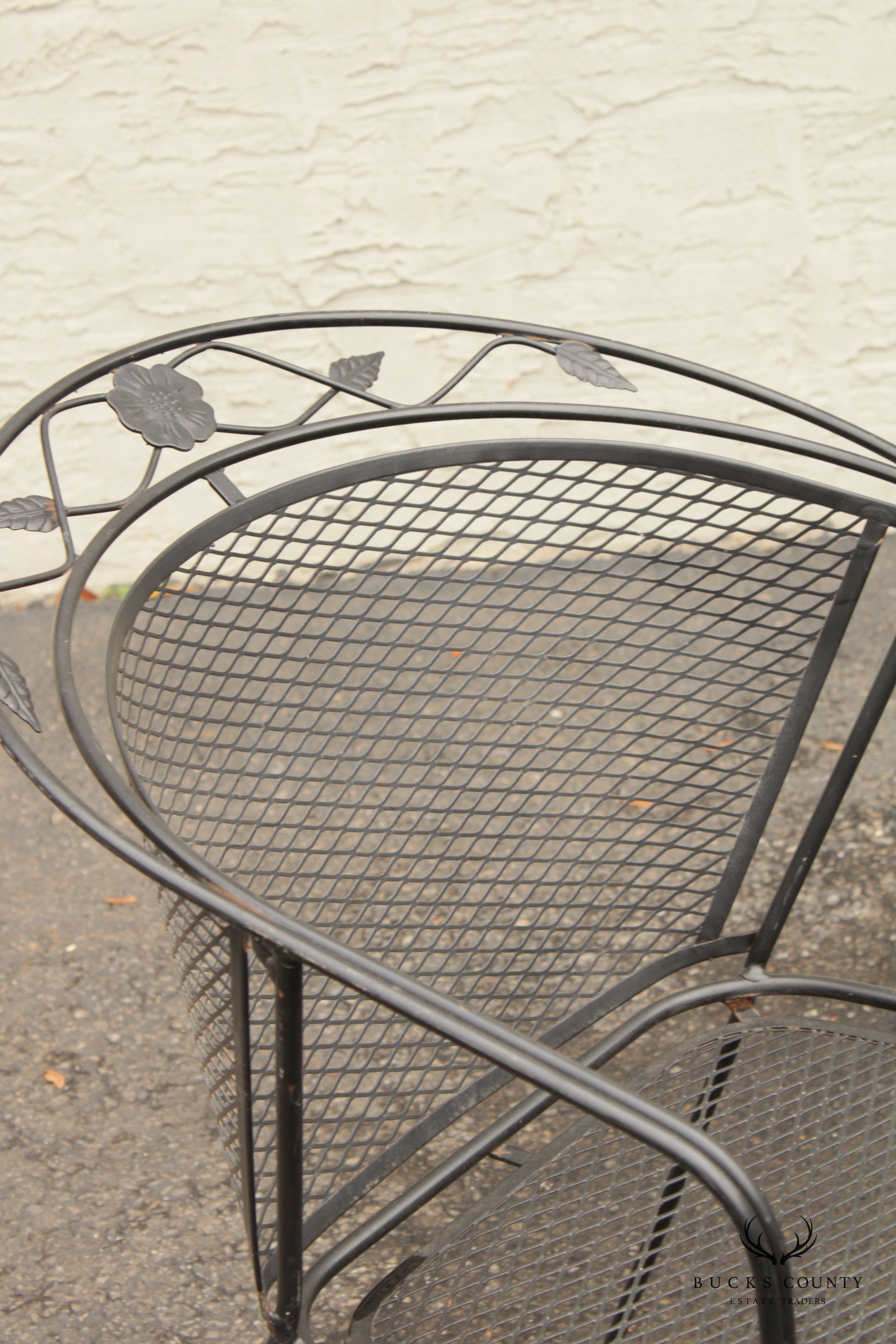 Mid Century Modern Five-Piece Wrought Iron Outdoor Dining or Bistro Set