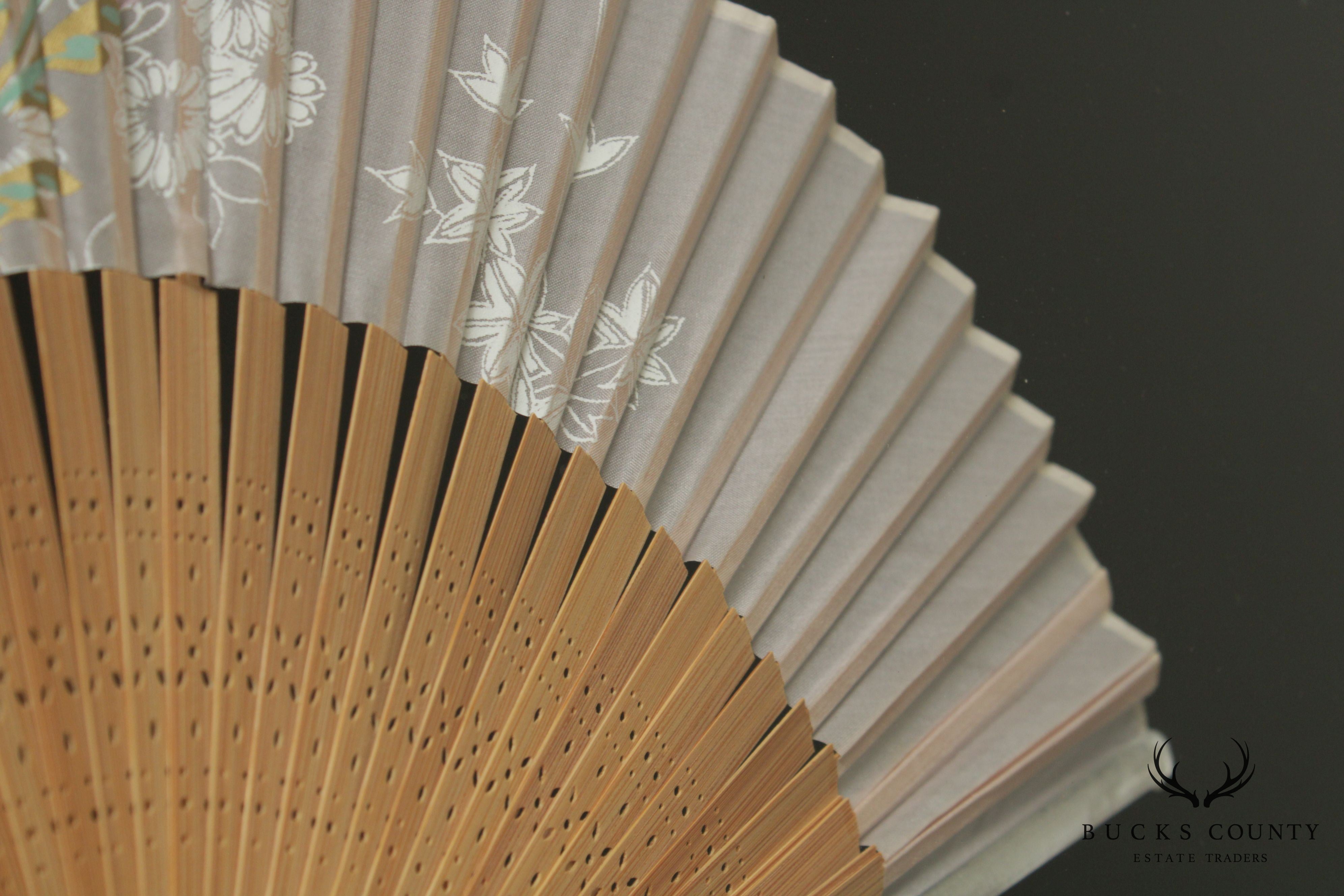 Faux Bamboo Framed Vintage Japanese Fan