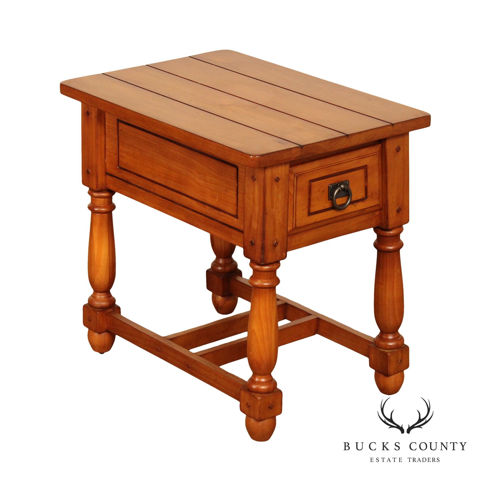 English Traditional Style Pine One-Drawer Side Table or Nightstand