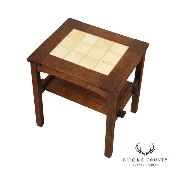 Stickley Mission Collection Oak Tile Top Side Table
