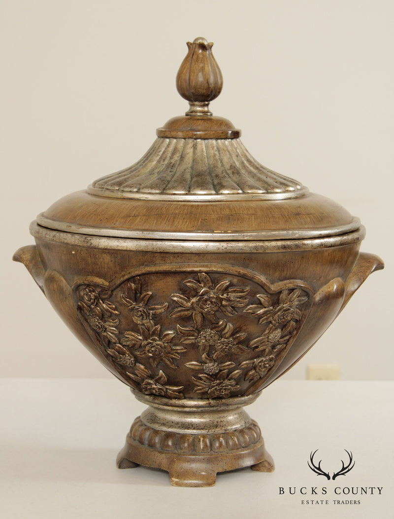Vintage Italian Style Painted Lidded Urn