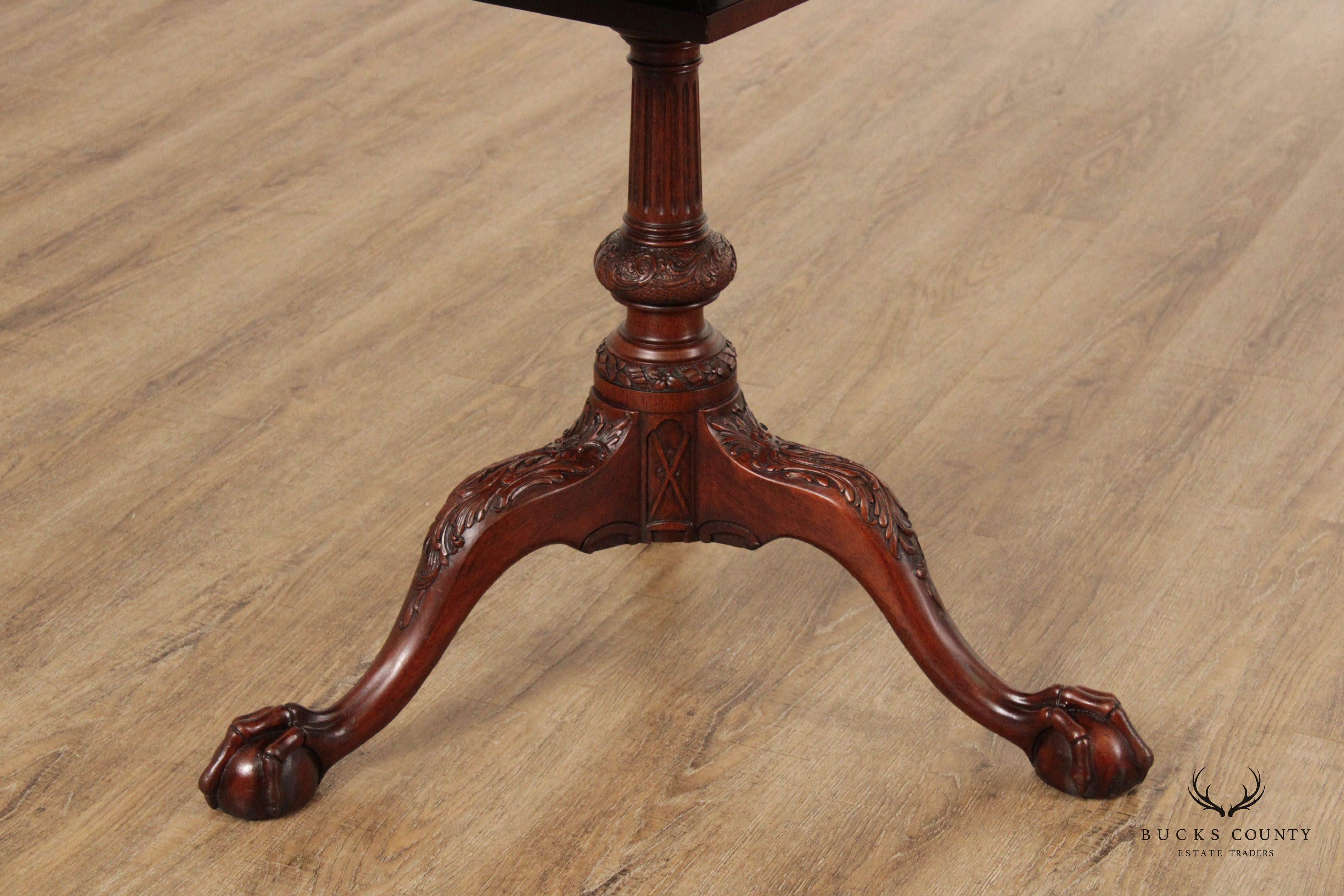 Chippendale Style Custom Mahogany Pie Crust Tilt-Top Table