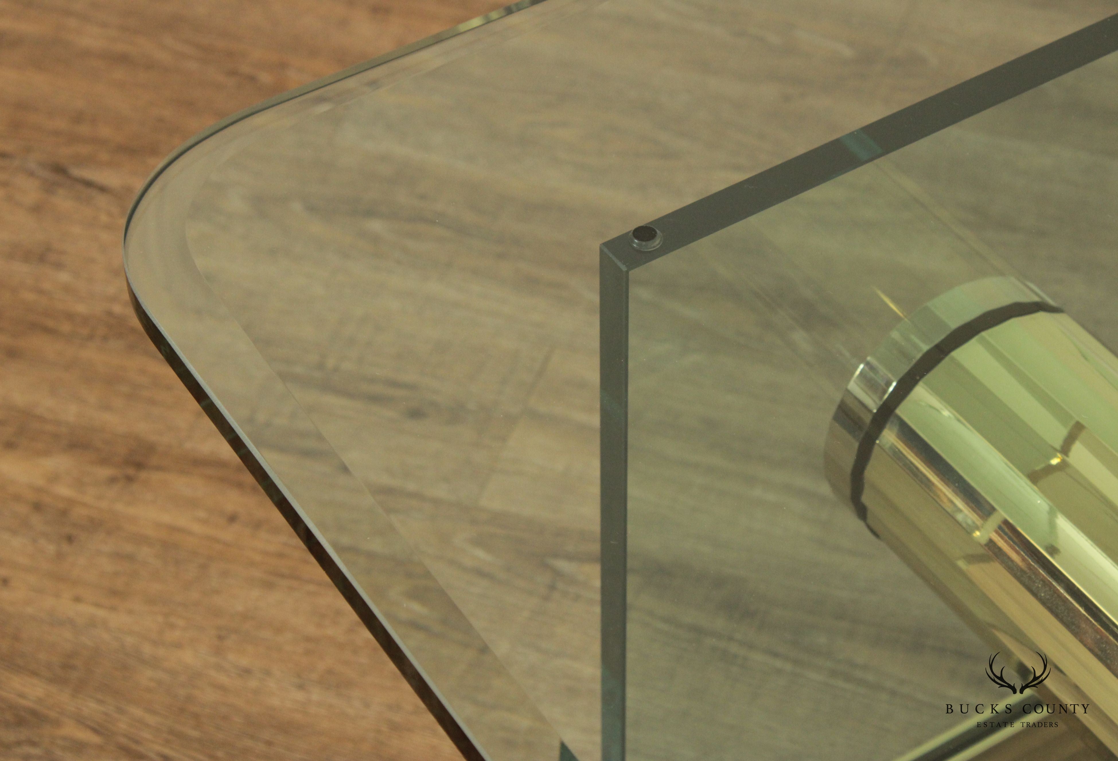 Postmodern Sculptural Brass and Glass Side Table