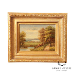 Vintage 20th Century Landscape Oil Painting, Custom Framed