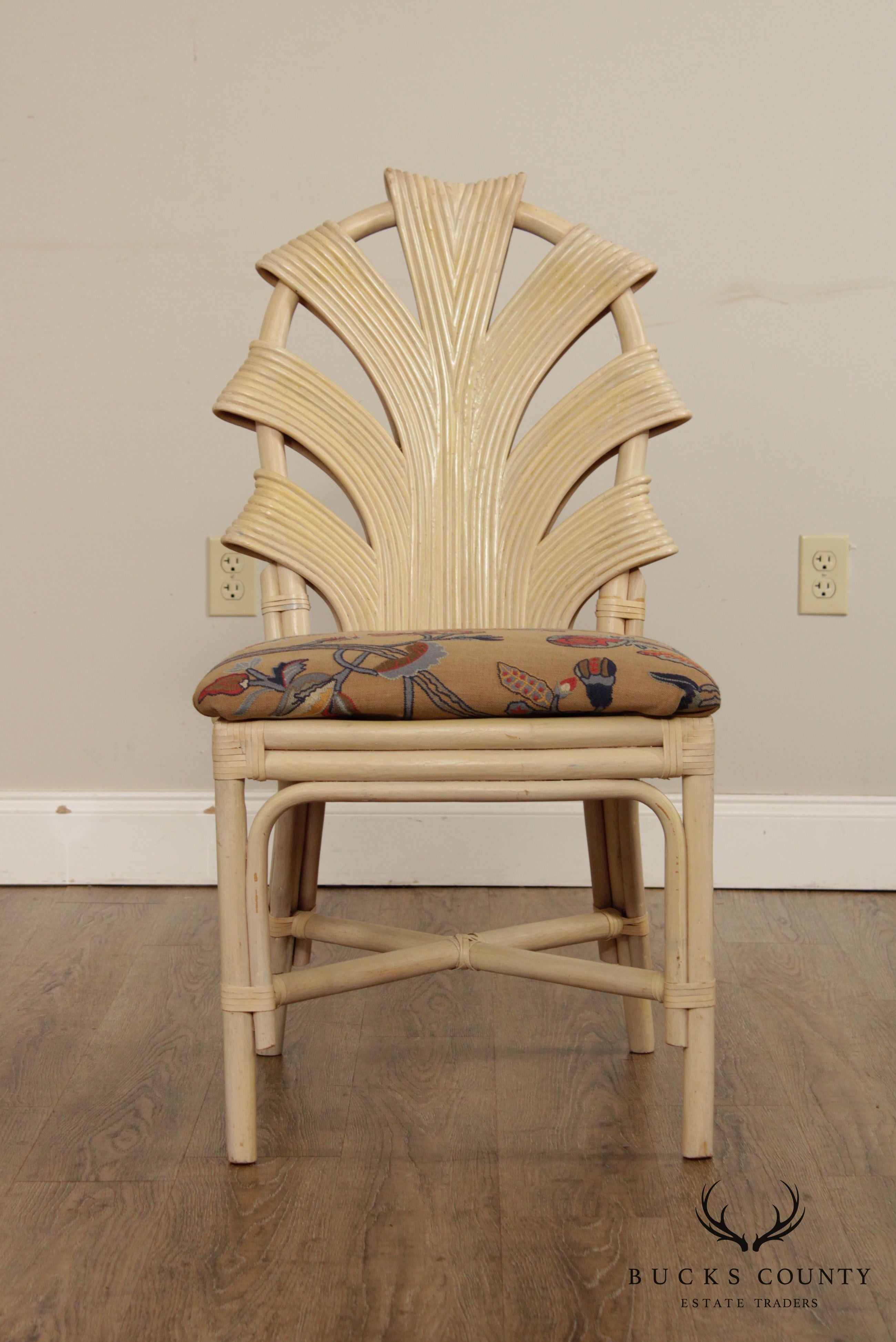 Vintage Rattan Cream Lacquered Dining Chair