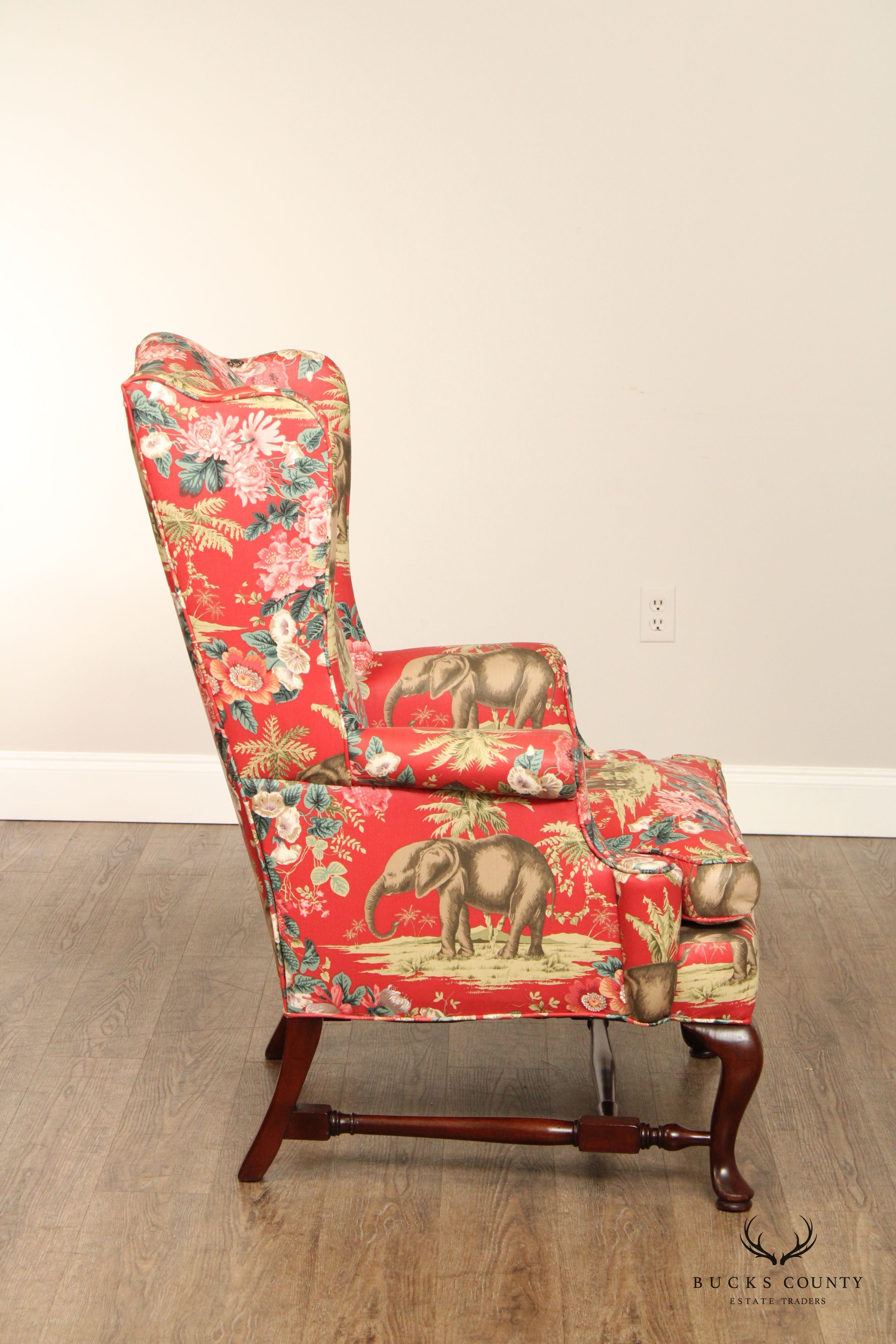 Queen Anne Custom Upholstered Wingback Chair