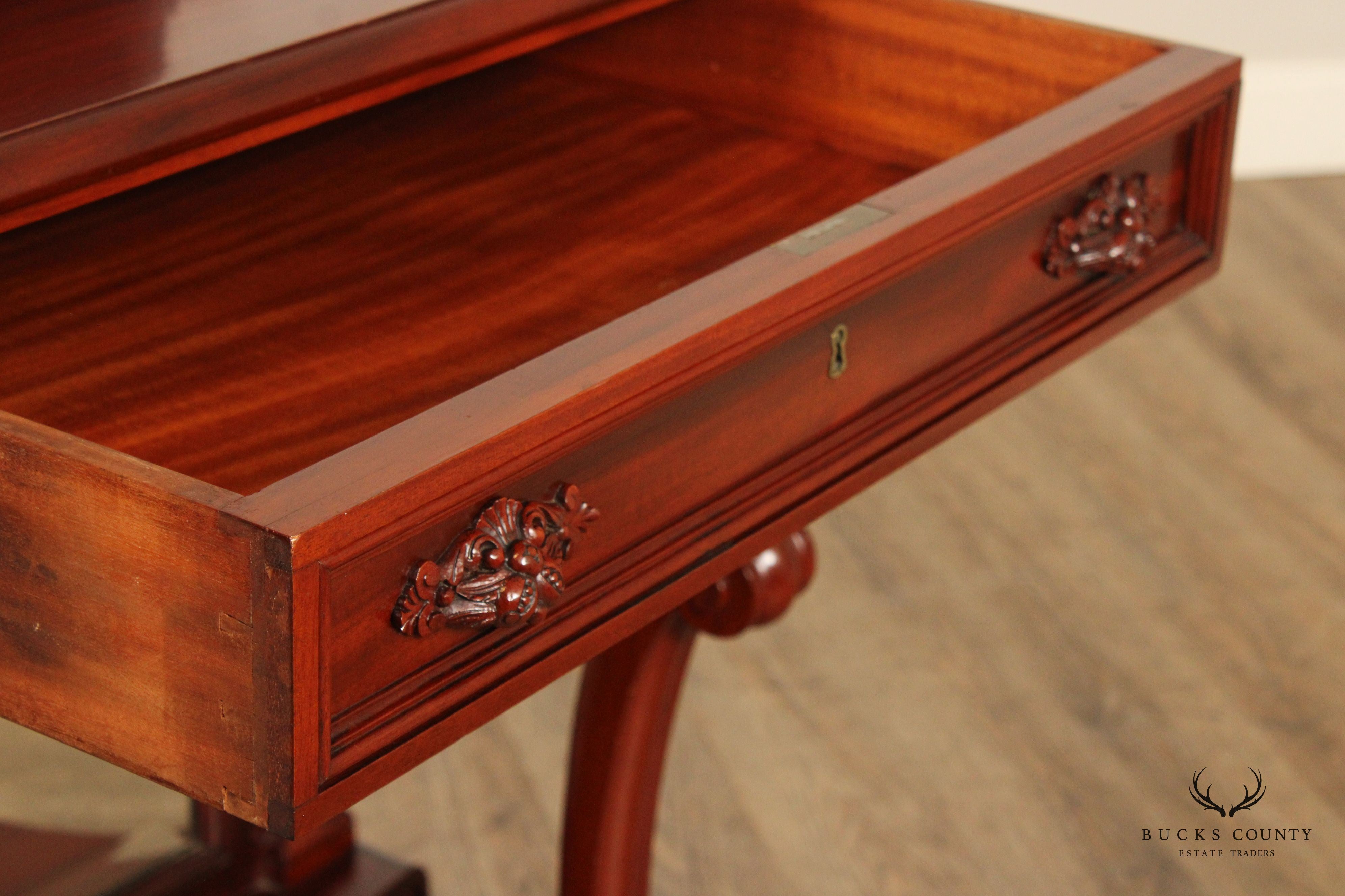 Antique Victorian Renaissance Revival Carved Mahogany Console Table