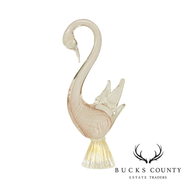 Murano Glass Hand Blown Swan Tall Figurine