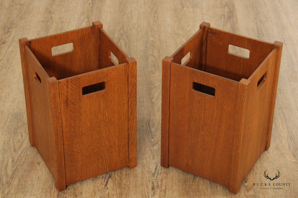 Stickley Mission Collection Pair of Oak Waste Baskets