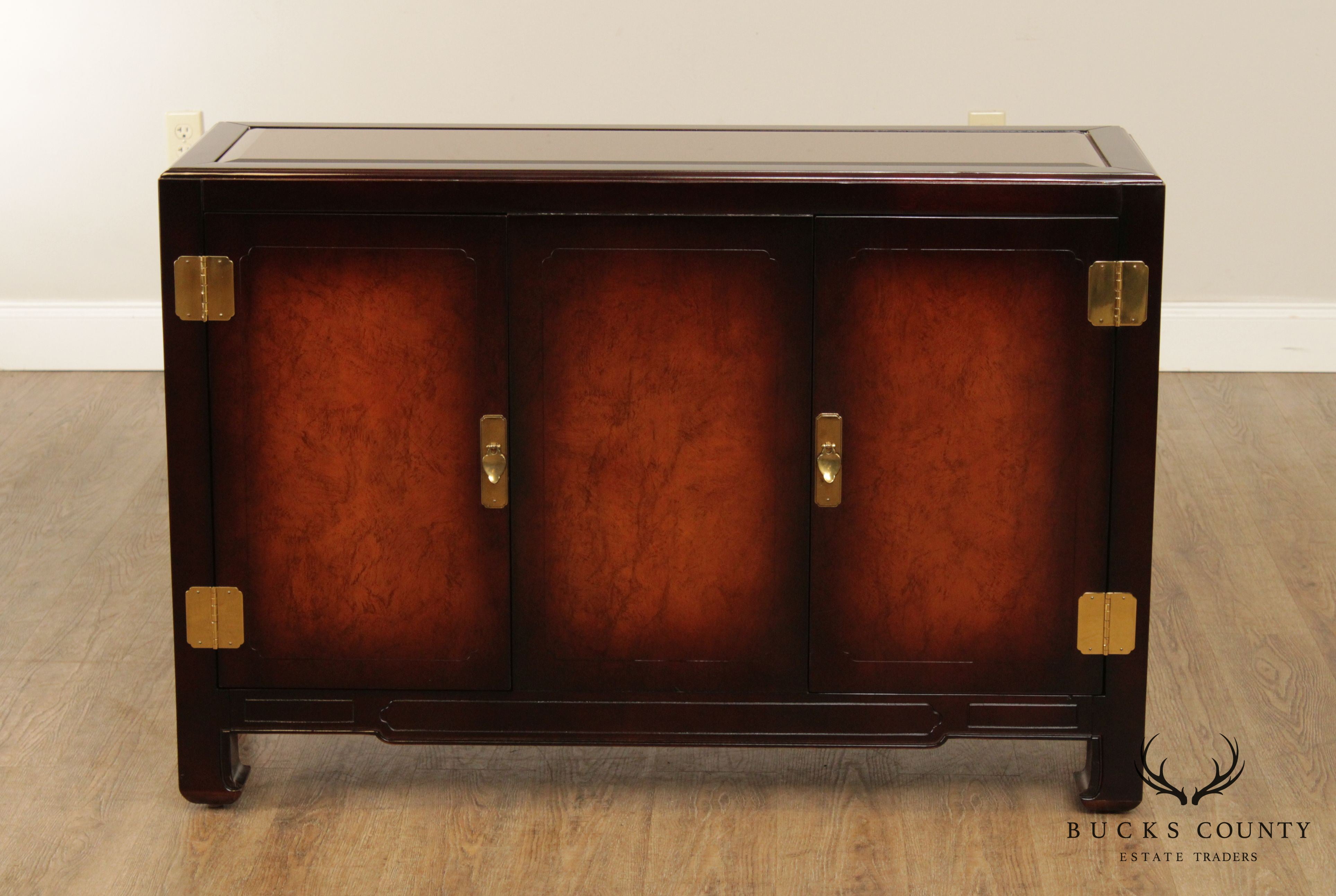 American of Martinsville Mid Century Modern Asian Style  Burl Wood Sideboard