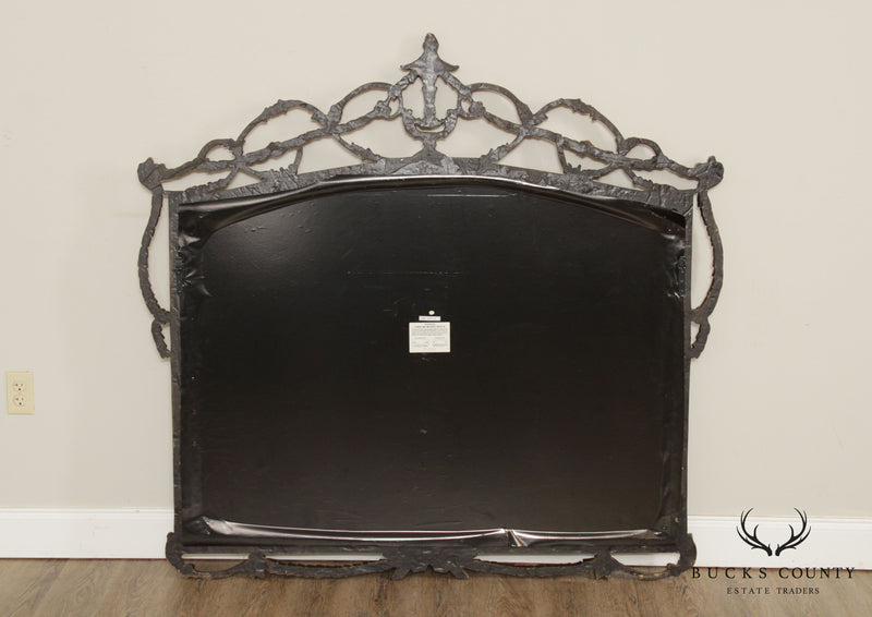 Neoclassical Style Black & Gold Over Mantle or Sideboard Mirror