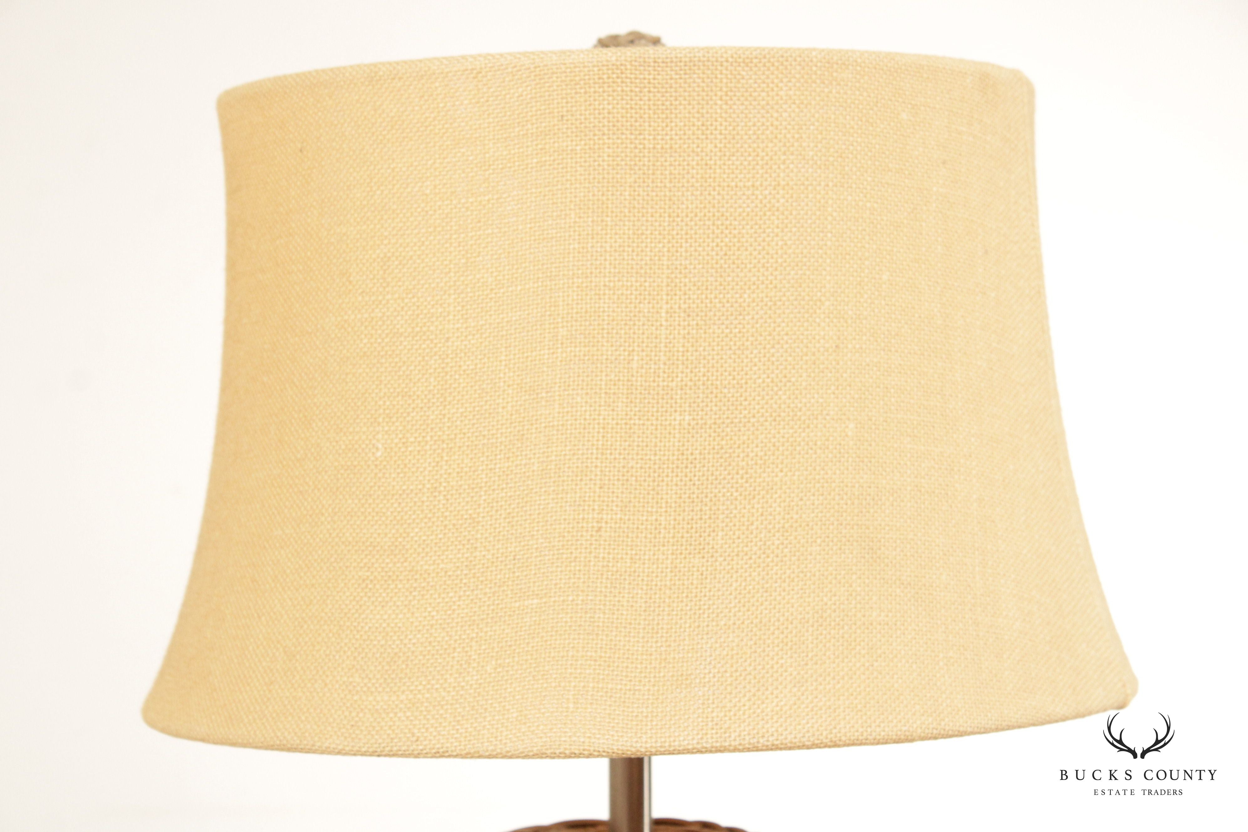 Pottery Barn Wicker and Metal Table Lamp