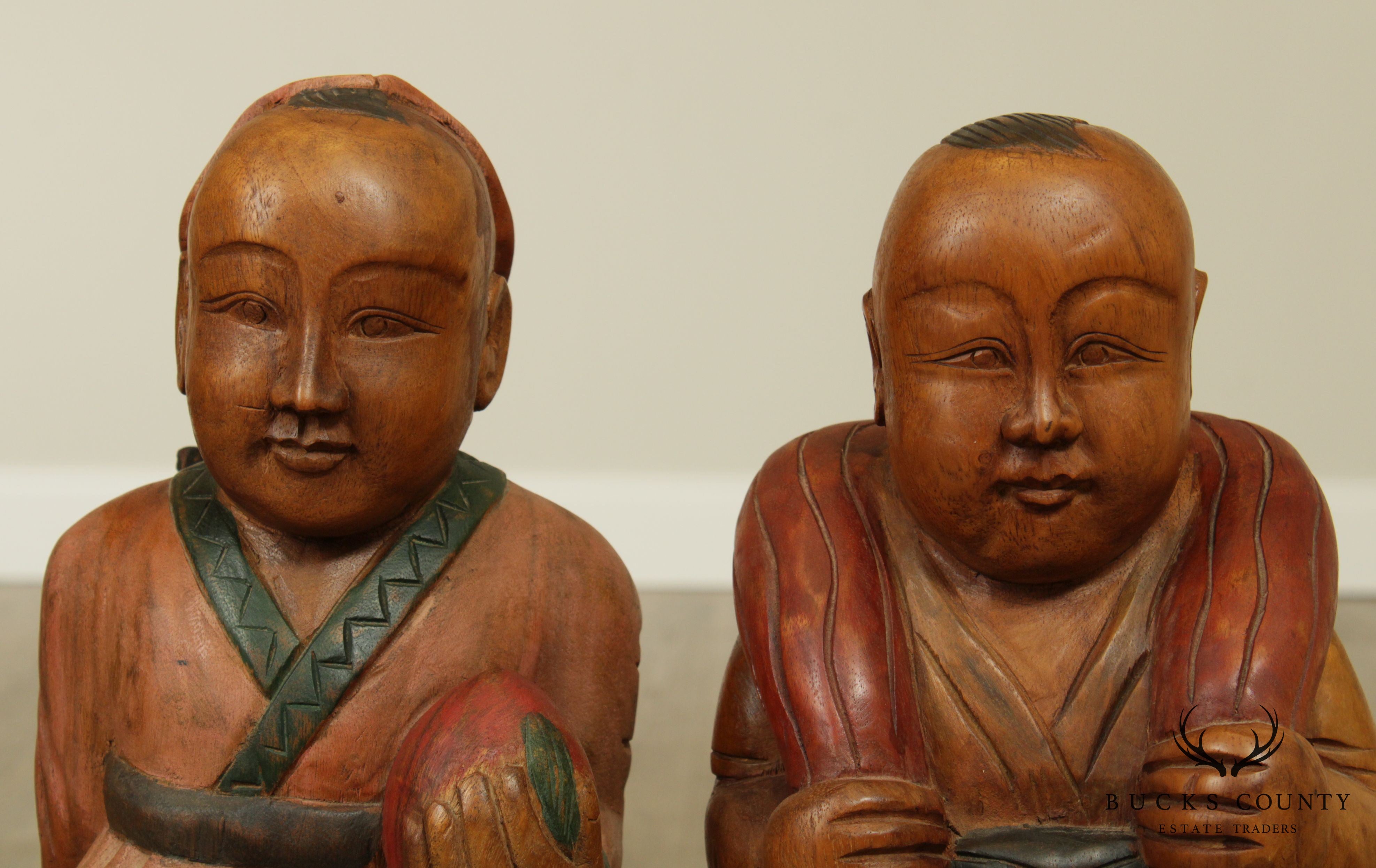 Vintage Pair Chinese Carved Figures