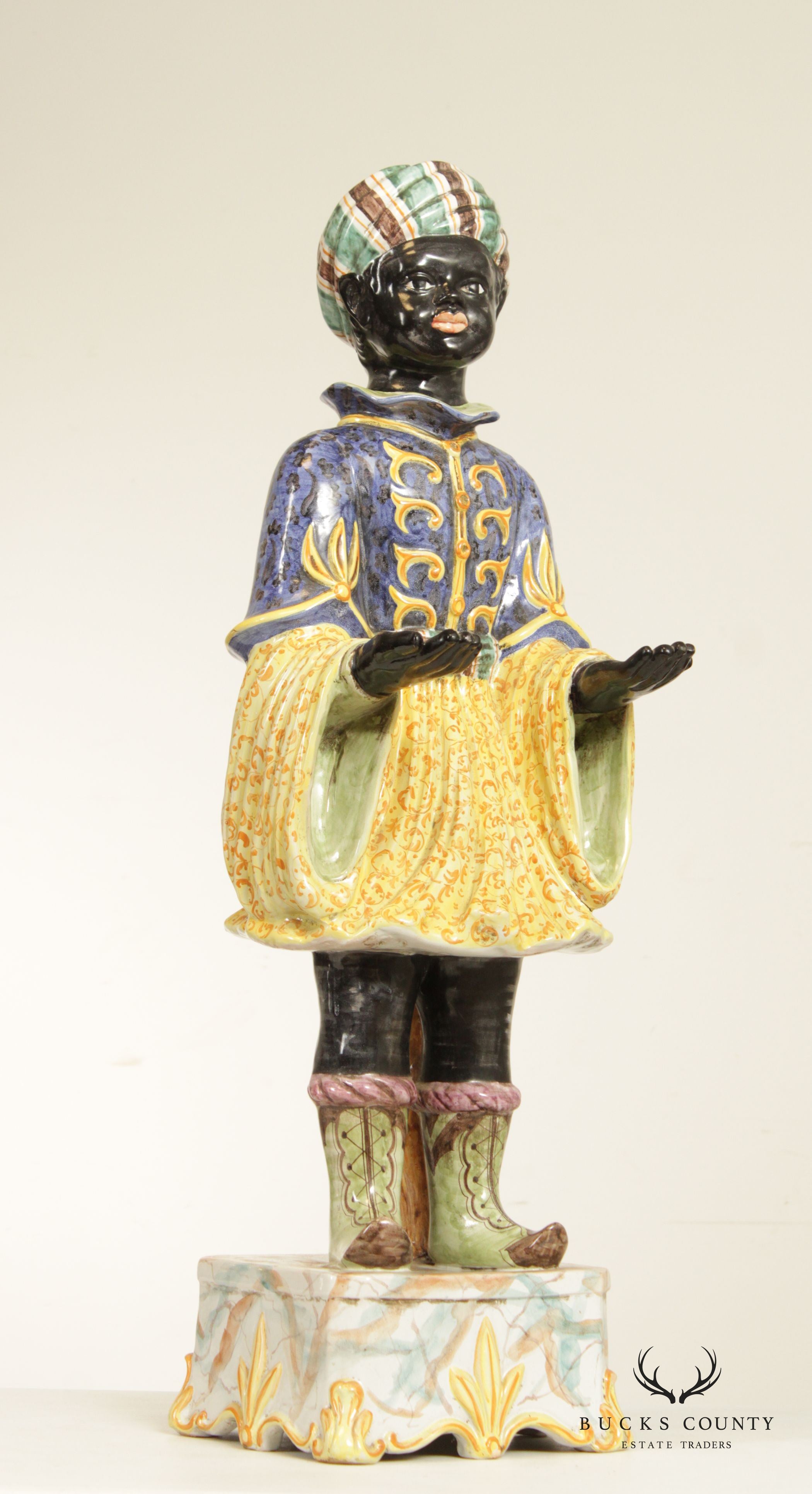 Vintage Italian Majolica Blackamoor Figure