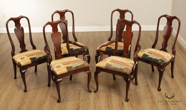 Queen Anne Style Set of Six Mahogany Dining Chairs