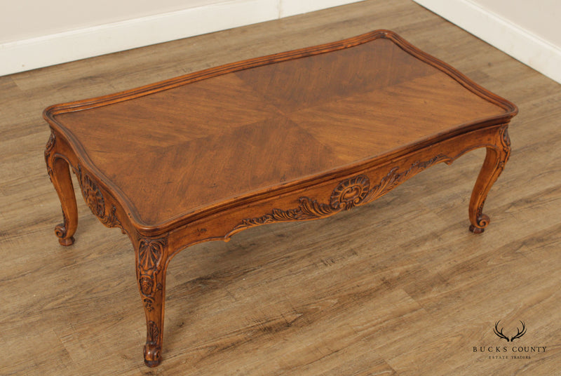 Henredon French Country Style Carved Walnut Coffee Table