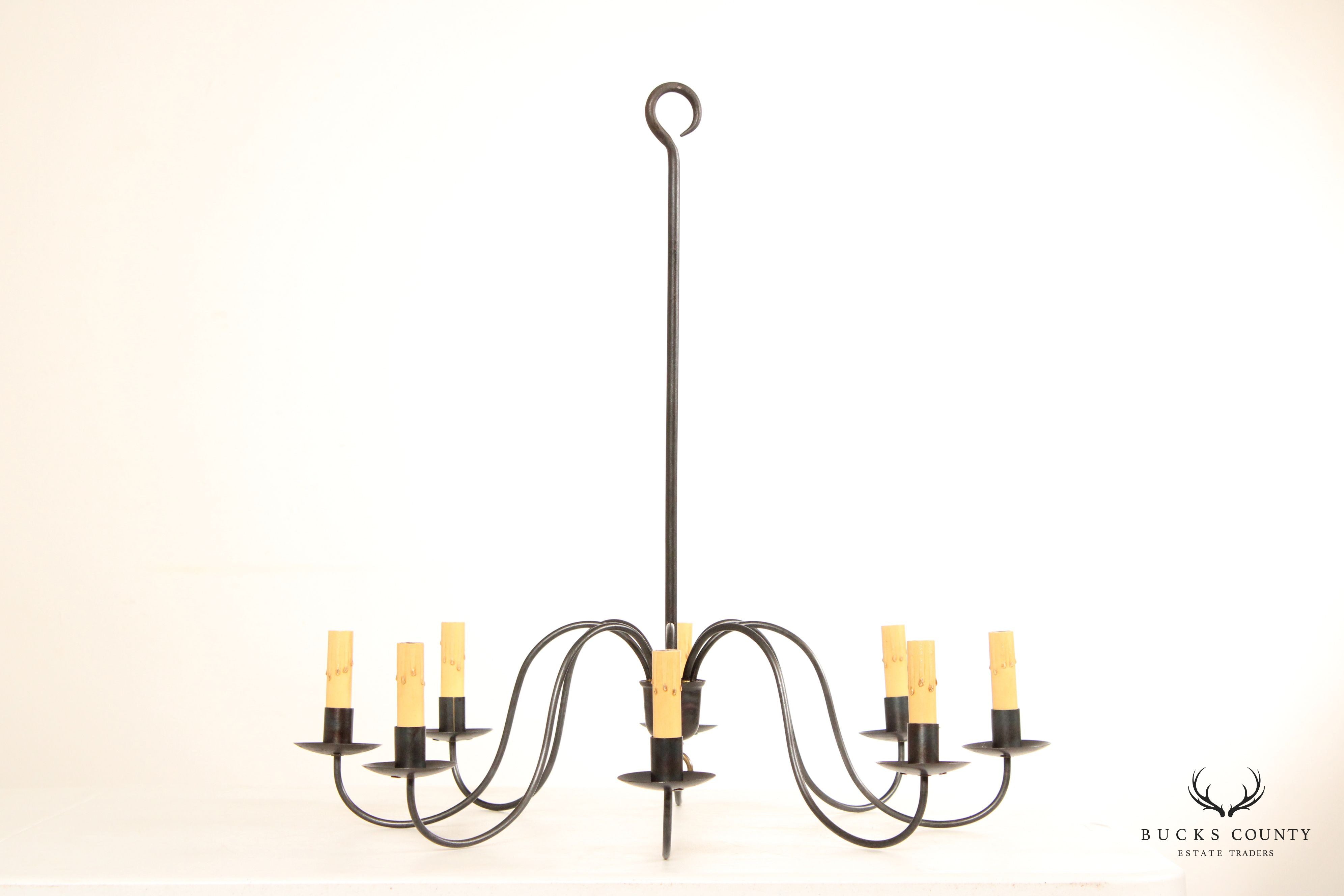 Sheraton Farmhouse Style Eight-Light Iron Faux Candle Chandelier