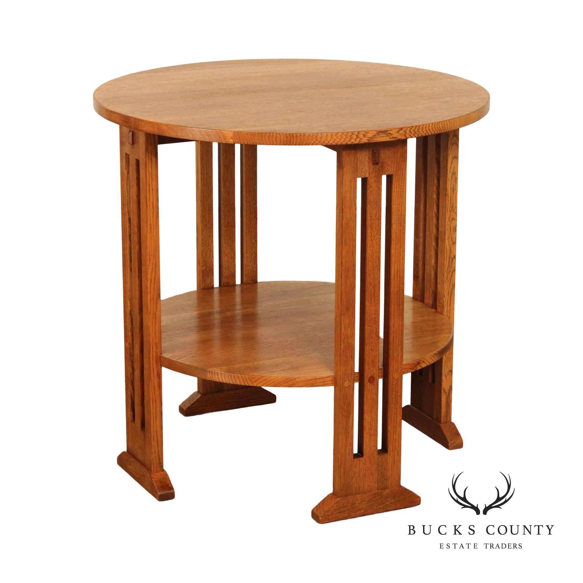 Stickley Mission Collection Oak Two-Tier Round Table