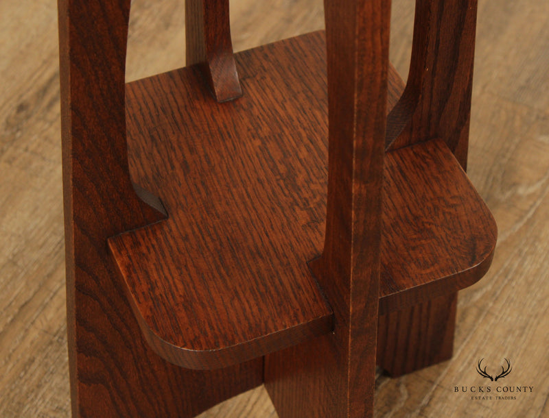 Arts and Crafts Style Oak Tabouret Side Table