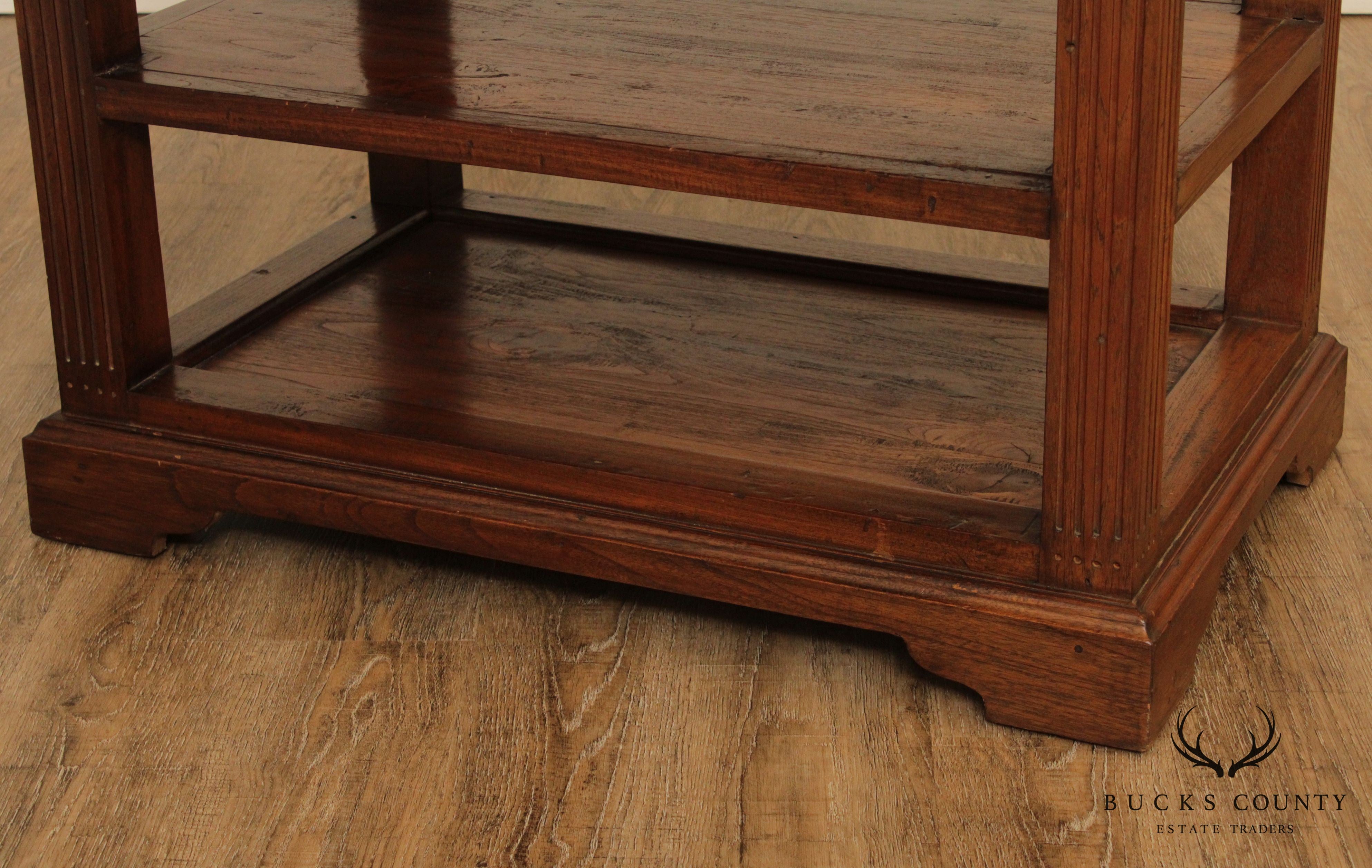 Rustic Hardwood 3 Tier Side Table