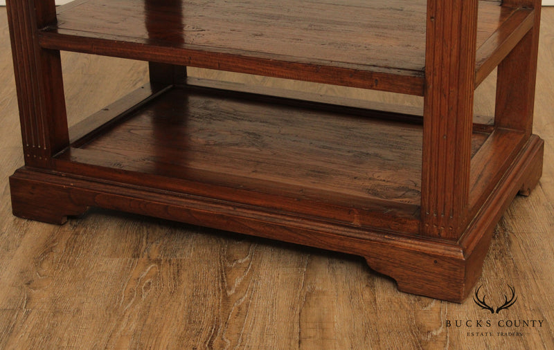 Rustic Hardwood 3 Tier Side Table