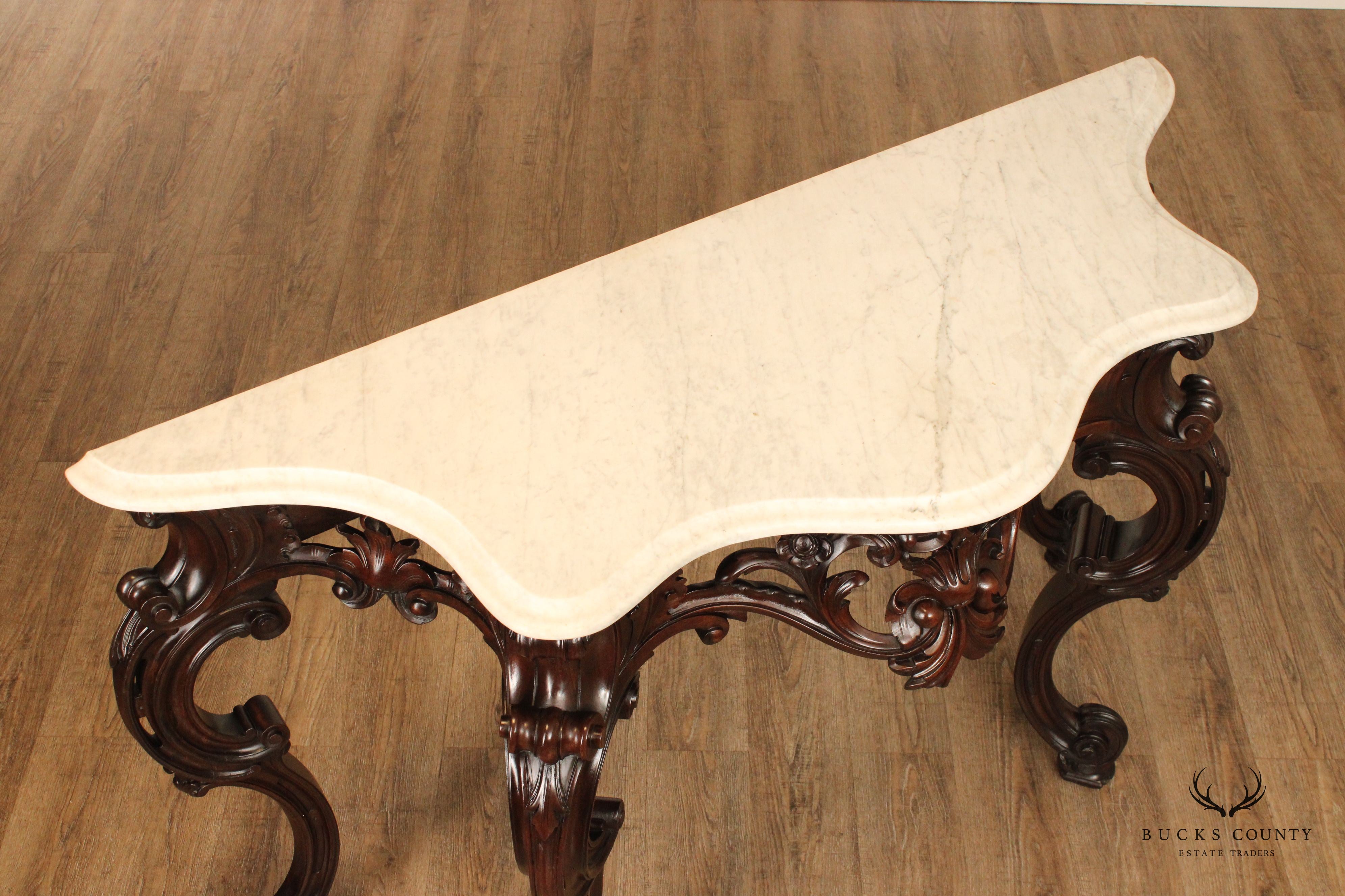 C. Lazarus & Co. Antique Rococo Style Marble Top Console Table