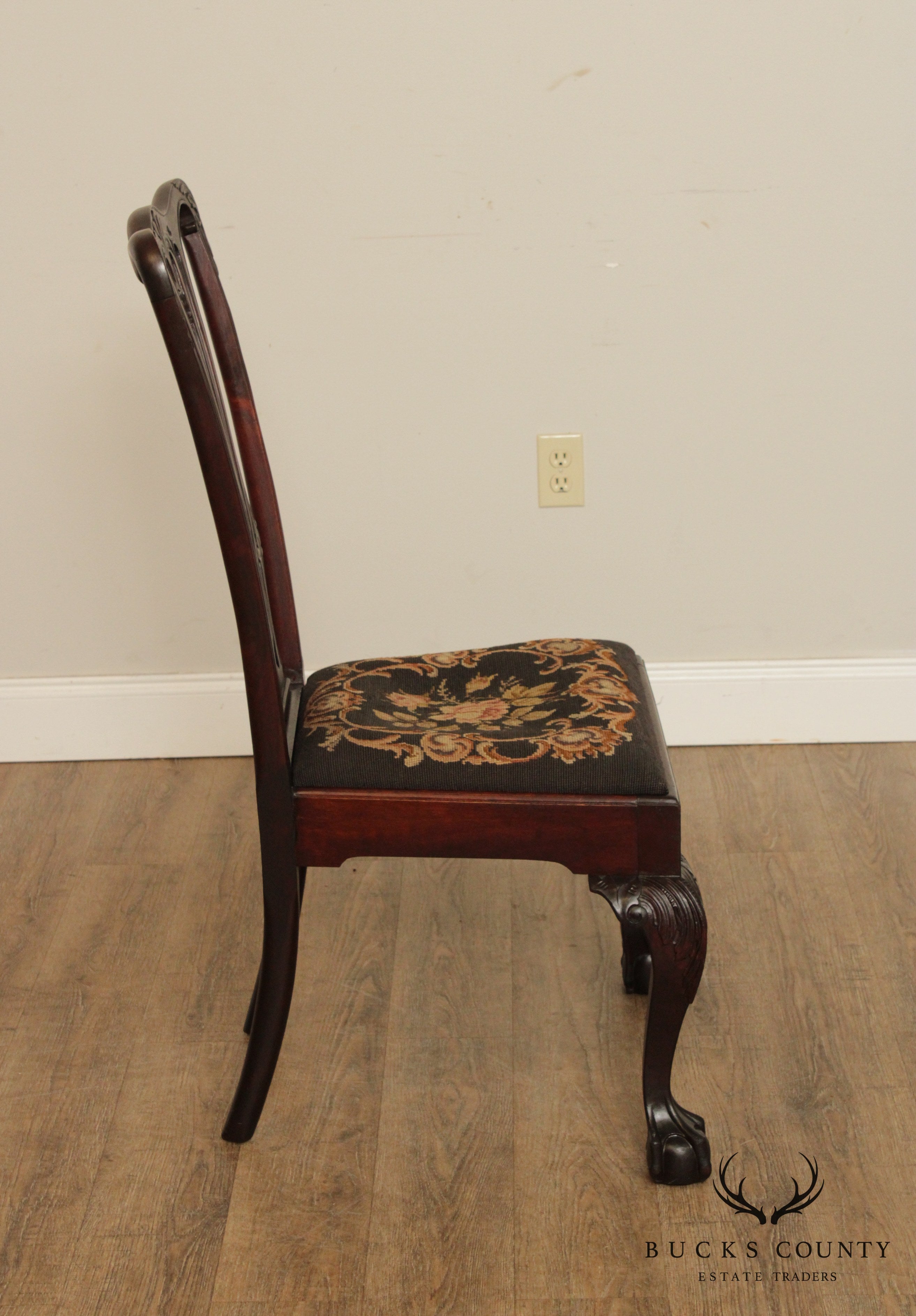 Chippendale Style Antique Mahogany Ball & Claw Side Chair