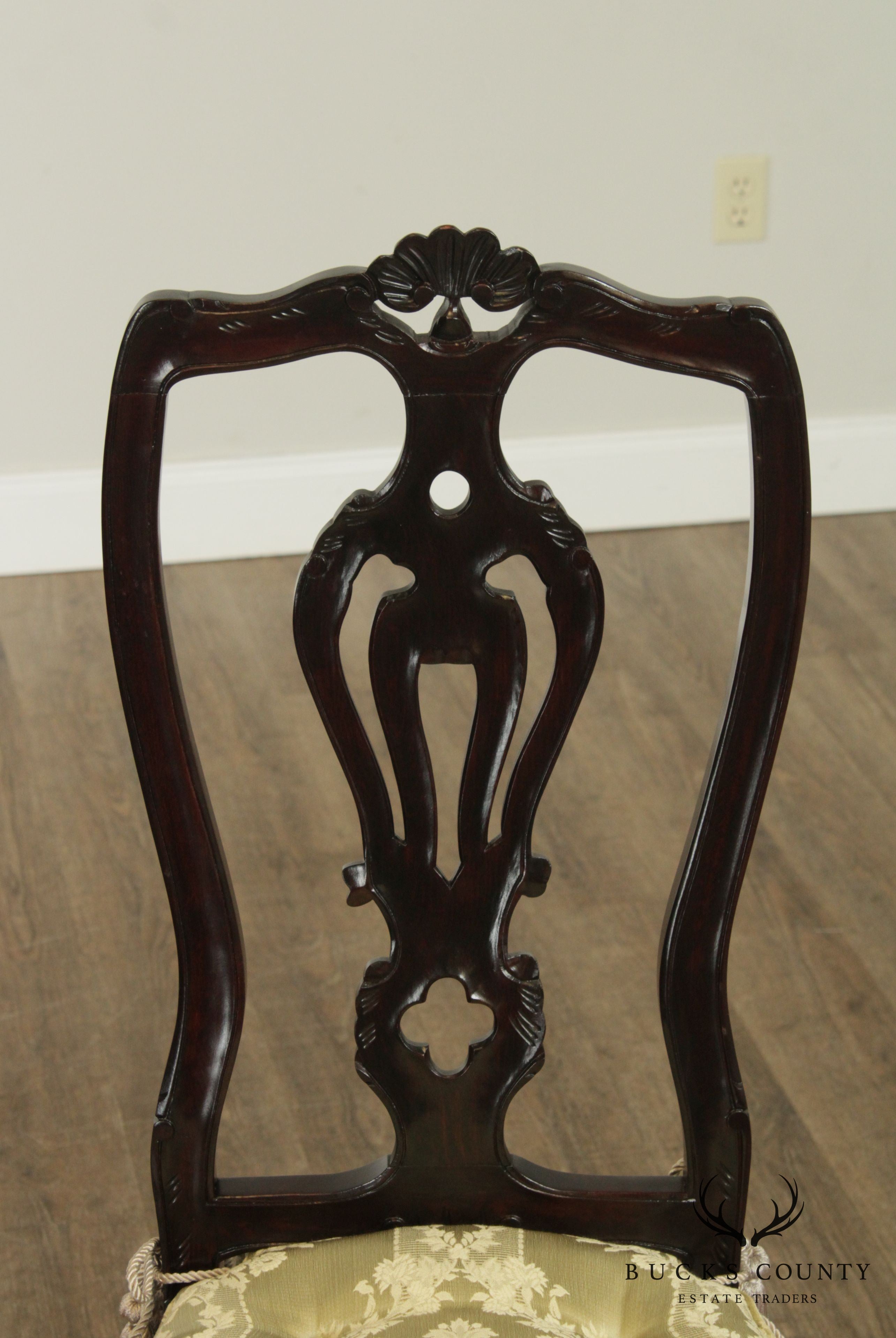 Vintage Custom Quality Set 6 Carved Provincial Style Dining Chairs