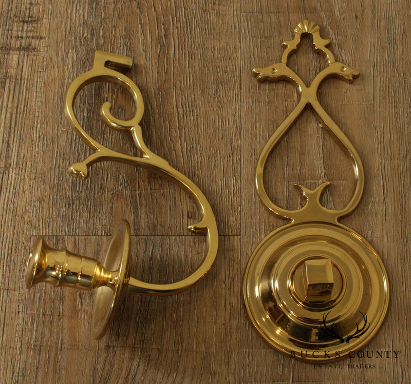 Colonial Williamsburg Restoration Virginia Metal Crafters Brass Pair Candle Wall Sconces