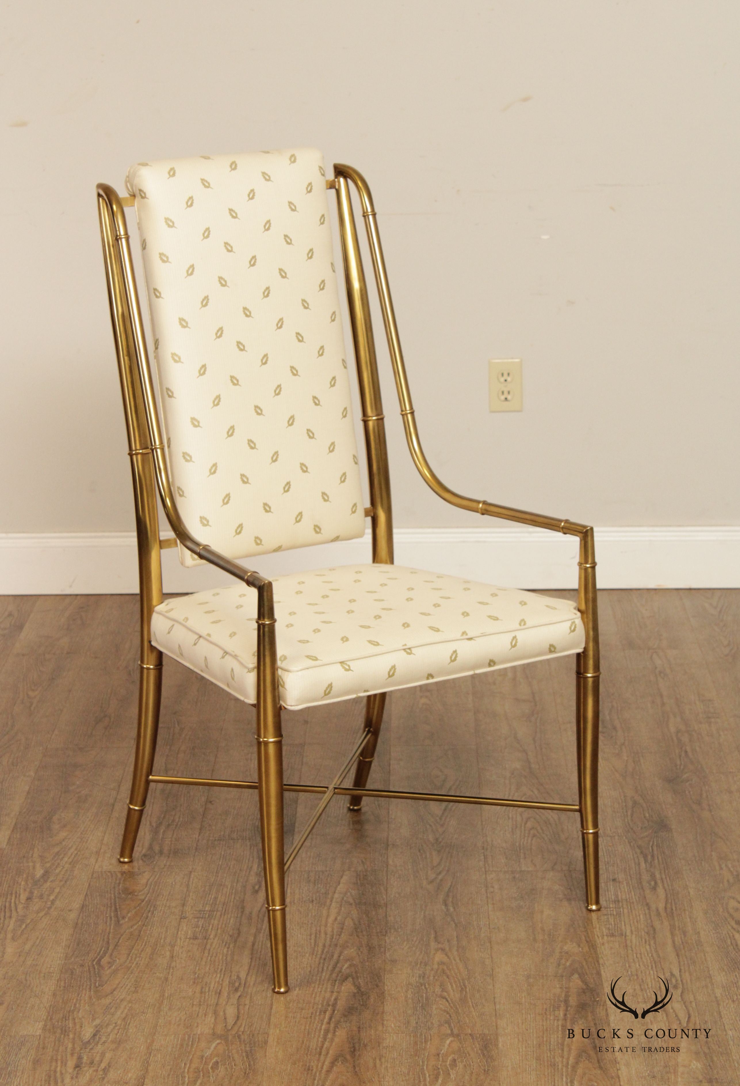 Mastercraft Vintage Hollywood Regency Pair of Faux Bamboo Brass Armchairs