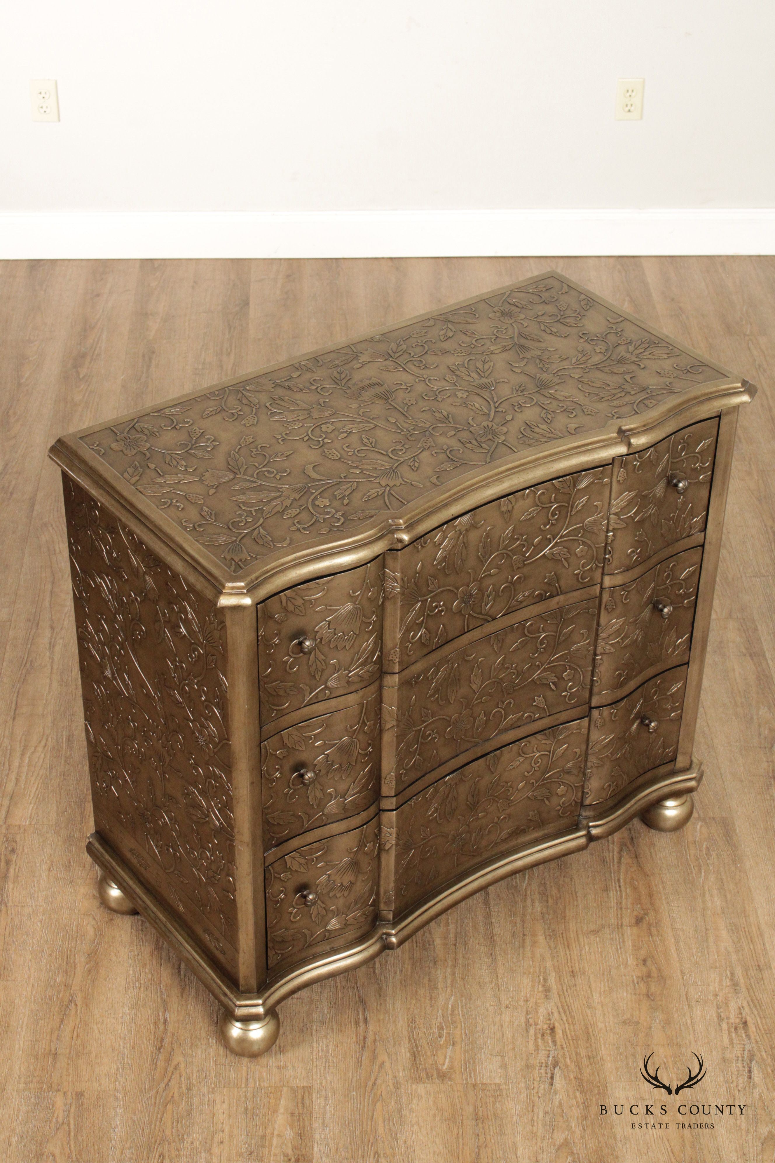 Silver Finished Embossed Chest of Drawers