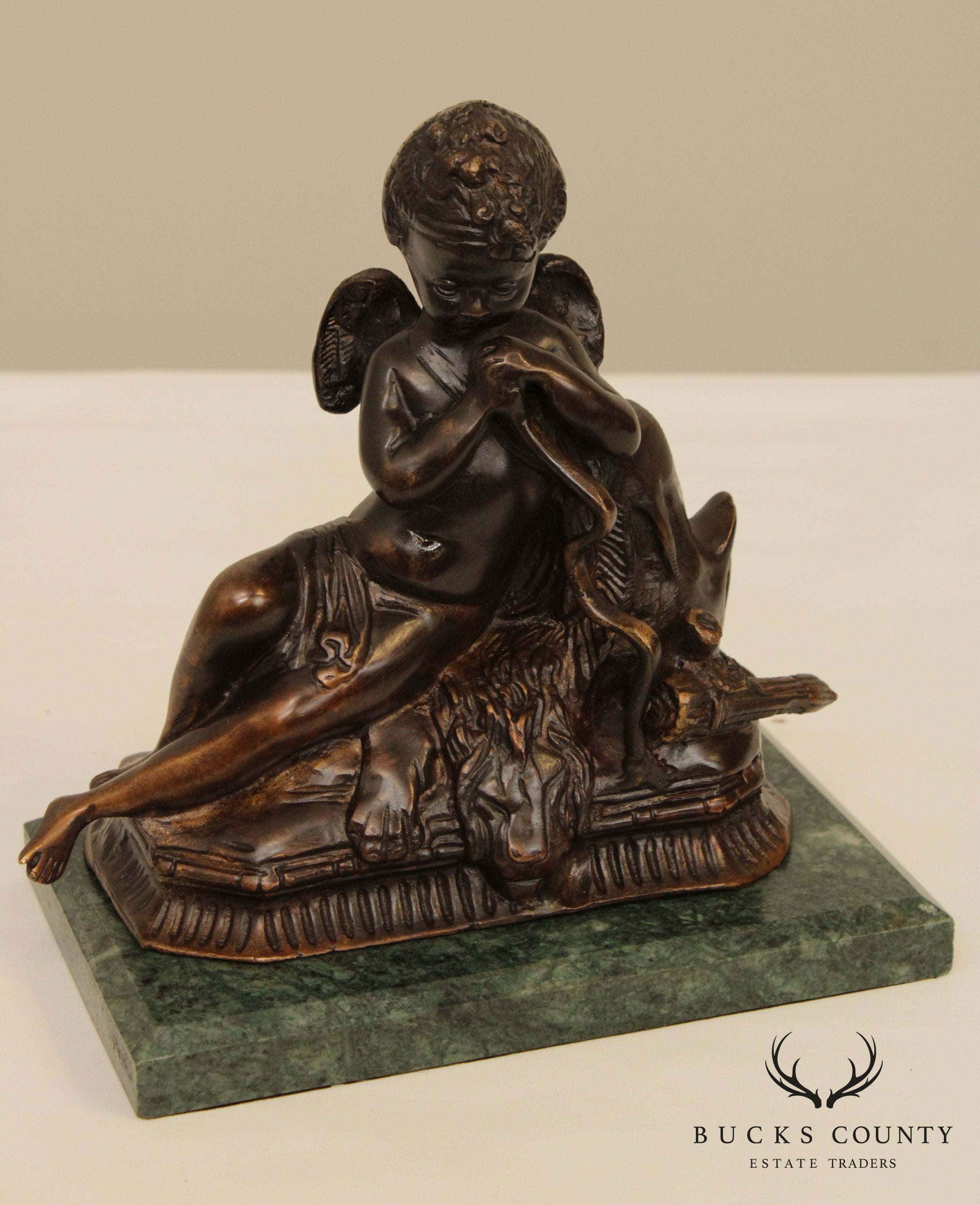 Small Bronze Renaissance Style Statue, Marble Base