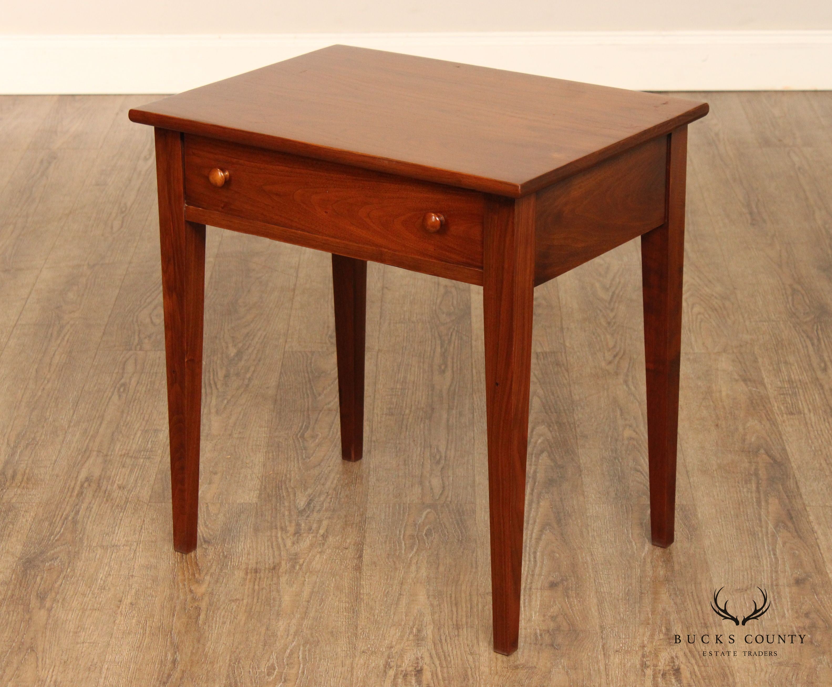 Shaker Style Custom Crafted Walnut Single Drawer Side Table