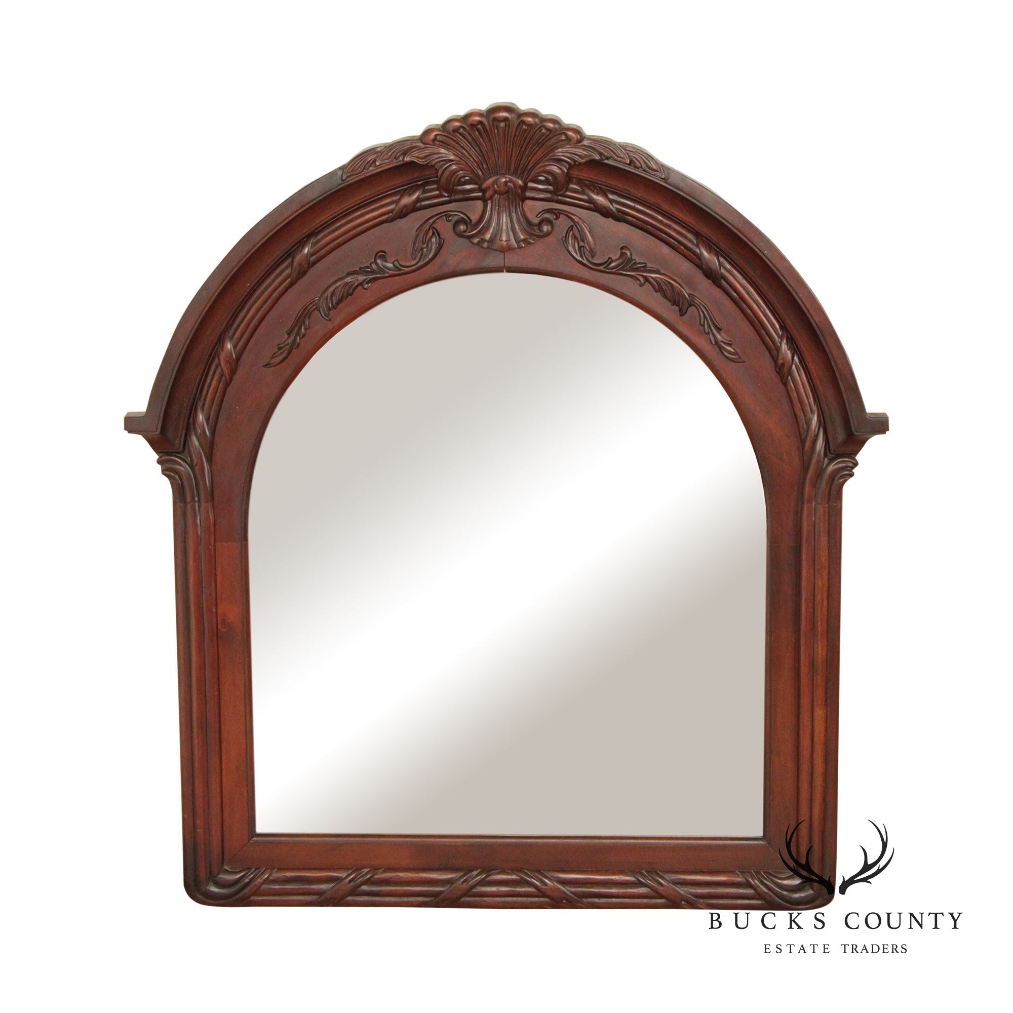 Carved Mahogany Arched Wall Mirror