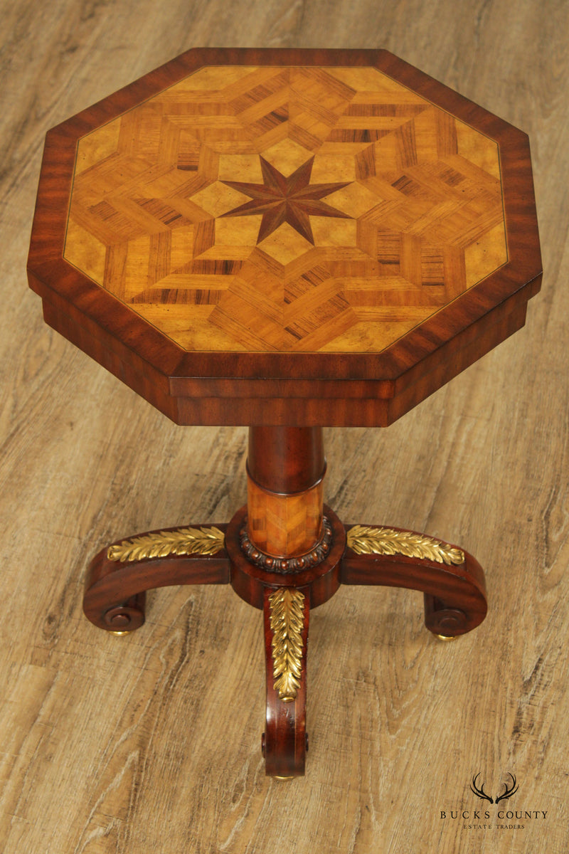 Maitland Smith Octagonal Inlaid Mahogany Side Table