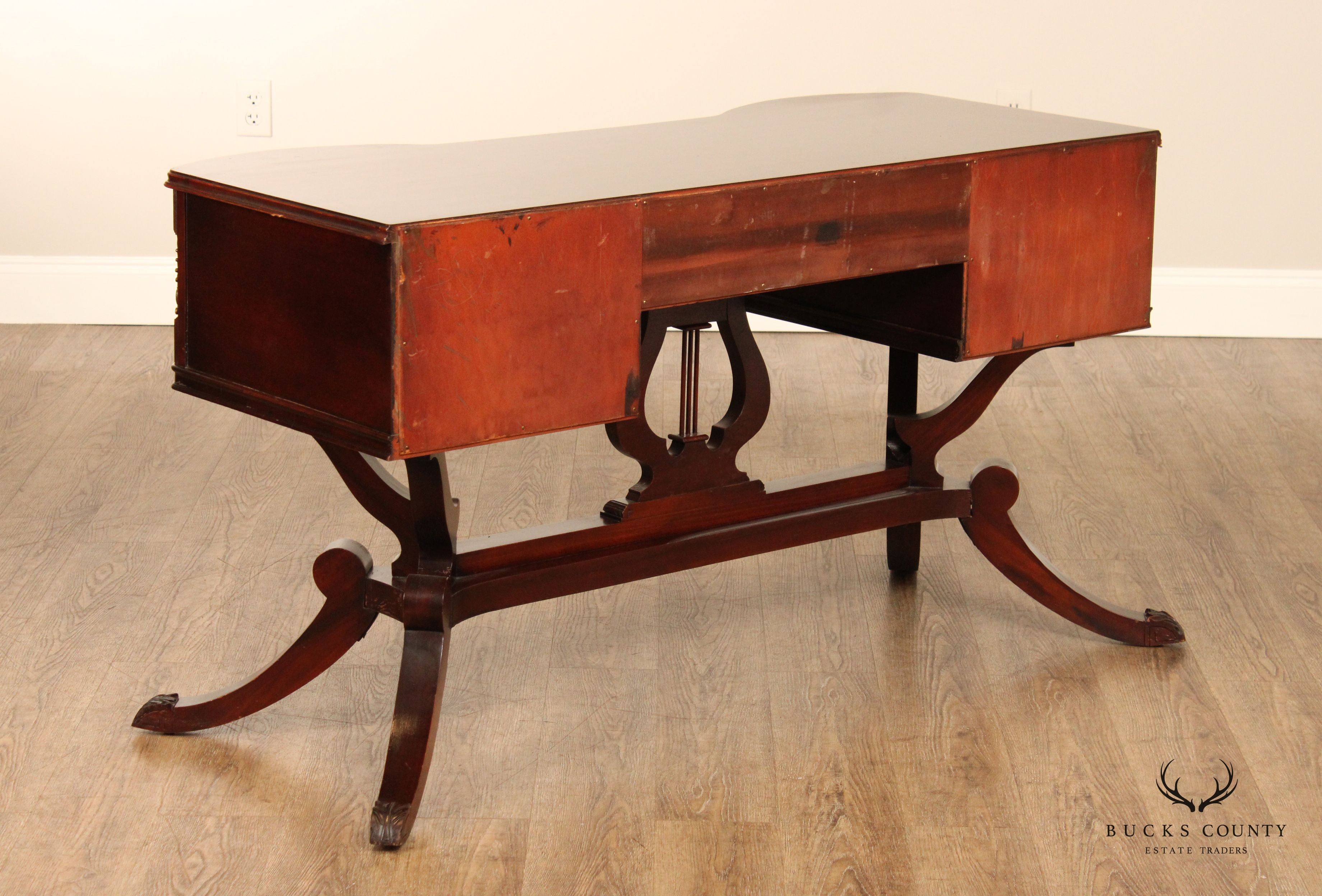 1940's Regency Style Mahogany Lyre-Base Vanity Or Writing Desk