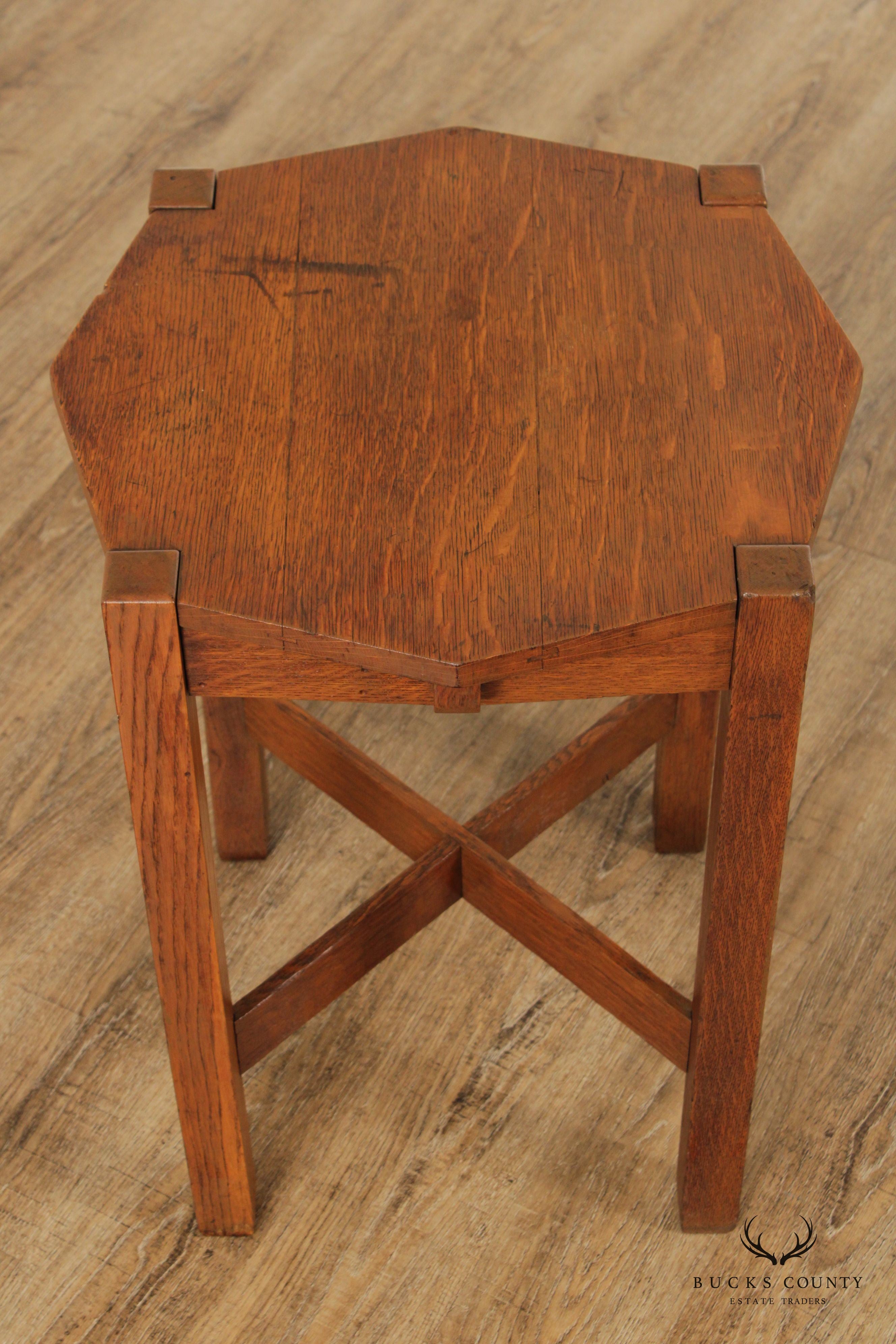 Stickley Brothers Antique Mission Solid Oak Octagonal Lamp Table