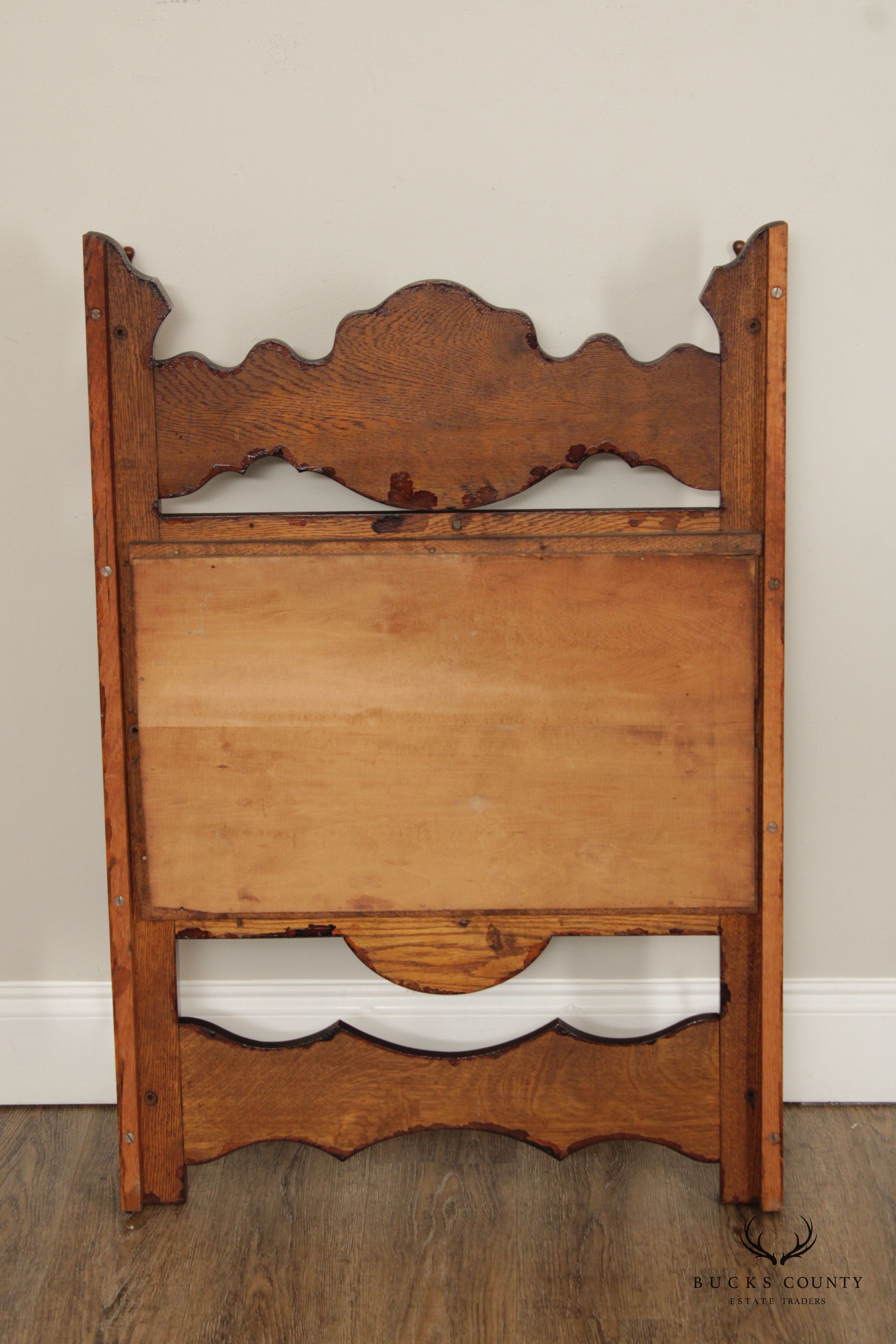 Antique Victorian Oak Hat Rack Wall Mirror