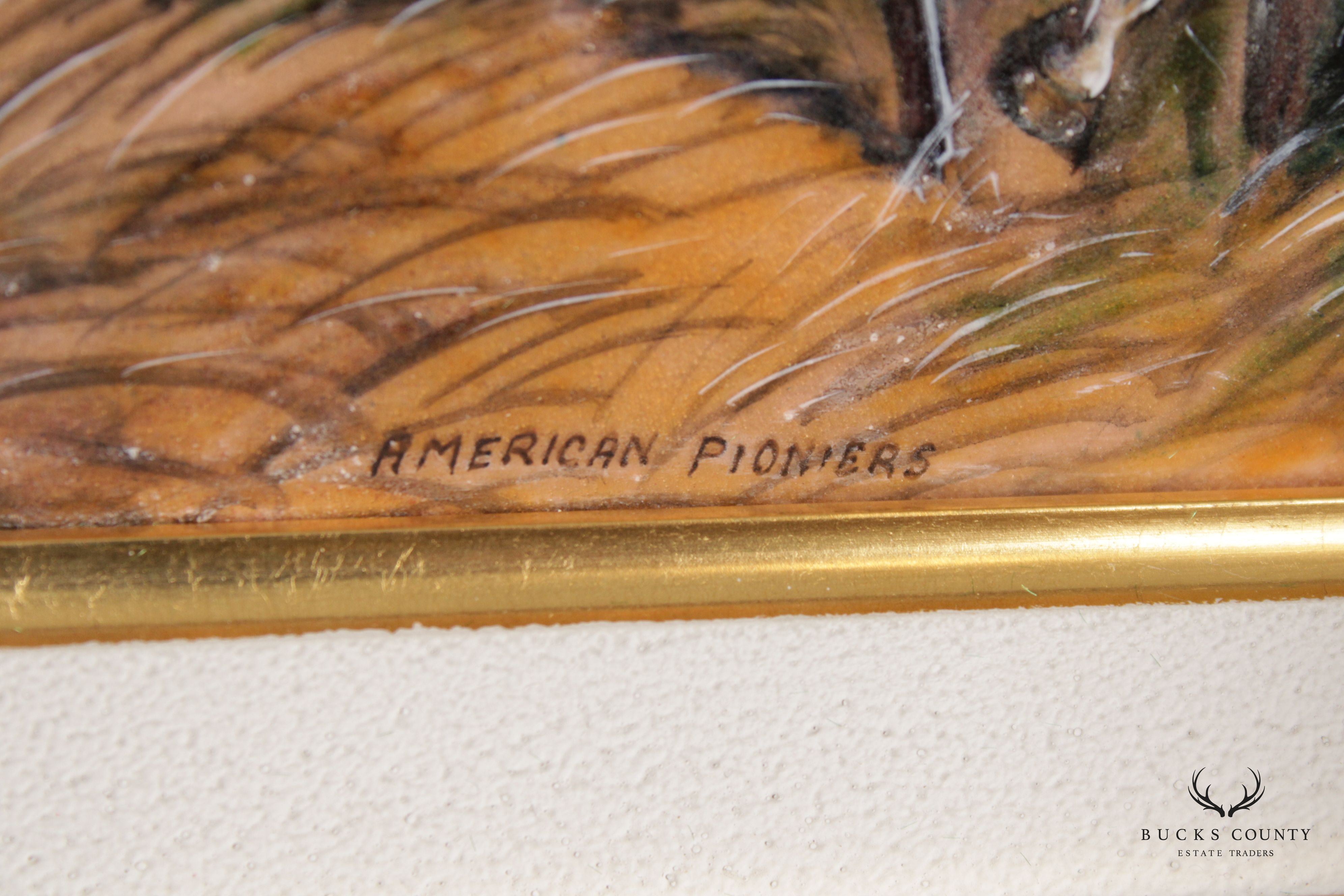 Pierre Bonnet  'American Pioneer' Limoges France Enamel Wall Plaque