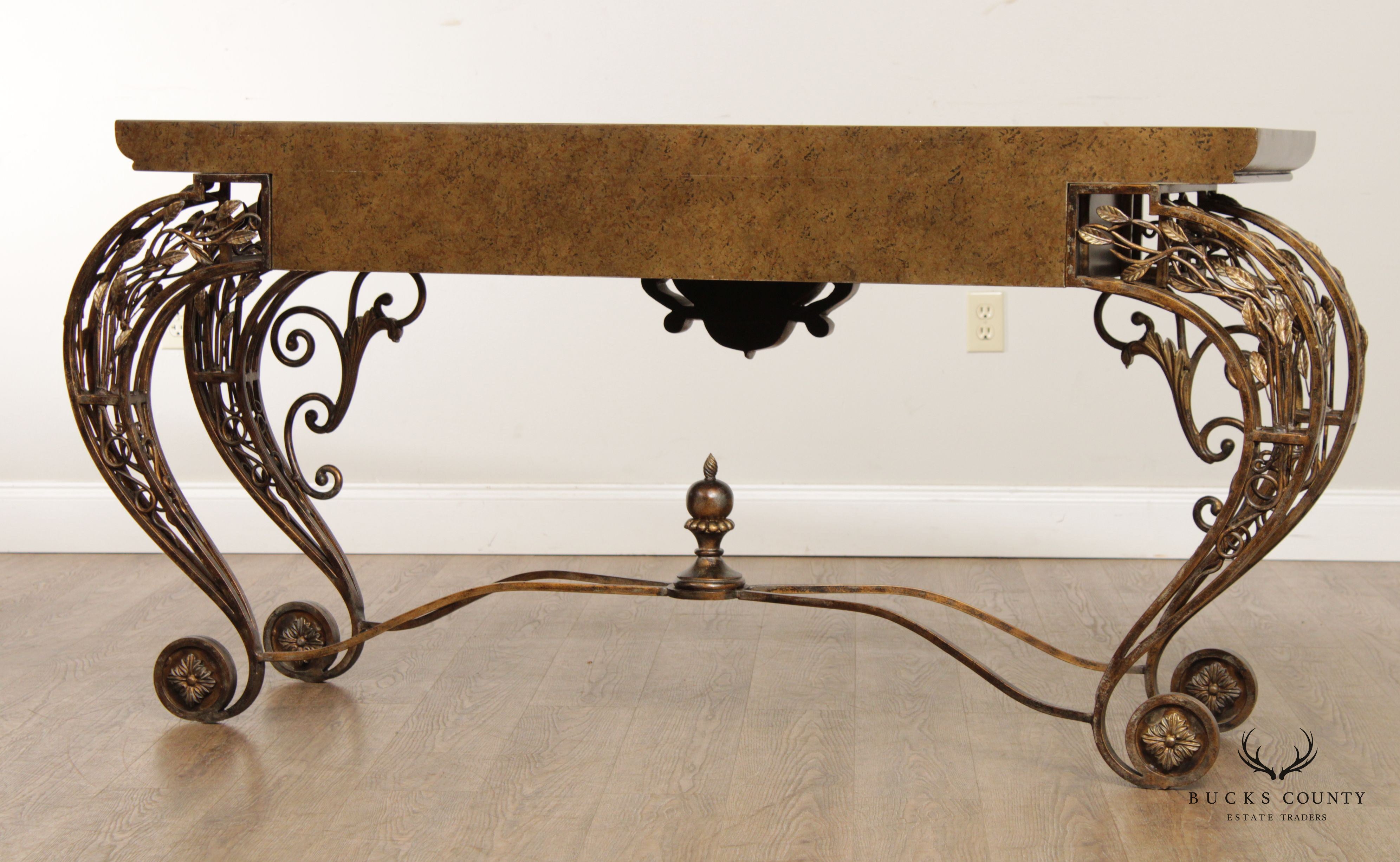 French Louis XV Style Wrought Iron Console Table