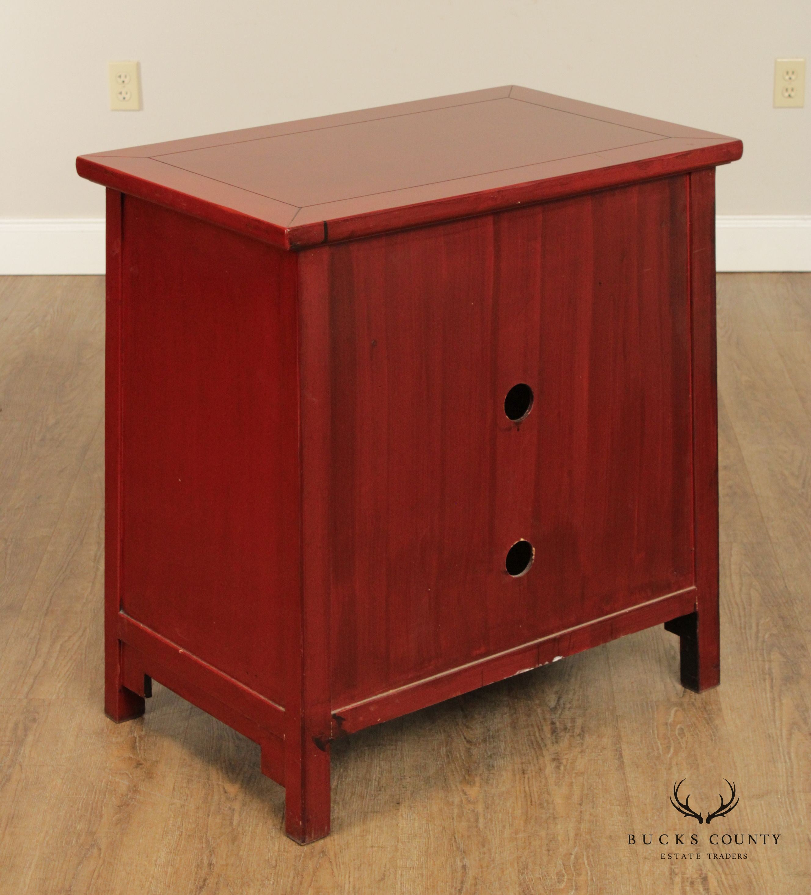 Custom Crafted Red Painted Two-Drawer Server or Media Cabinet