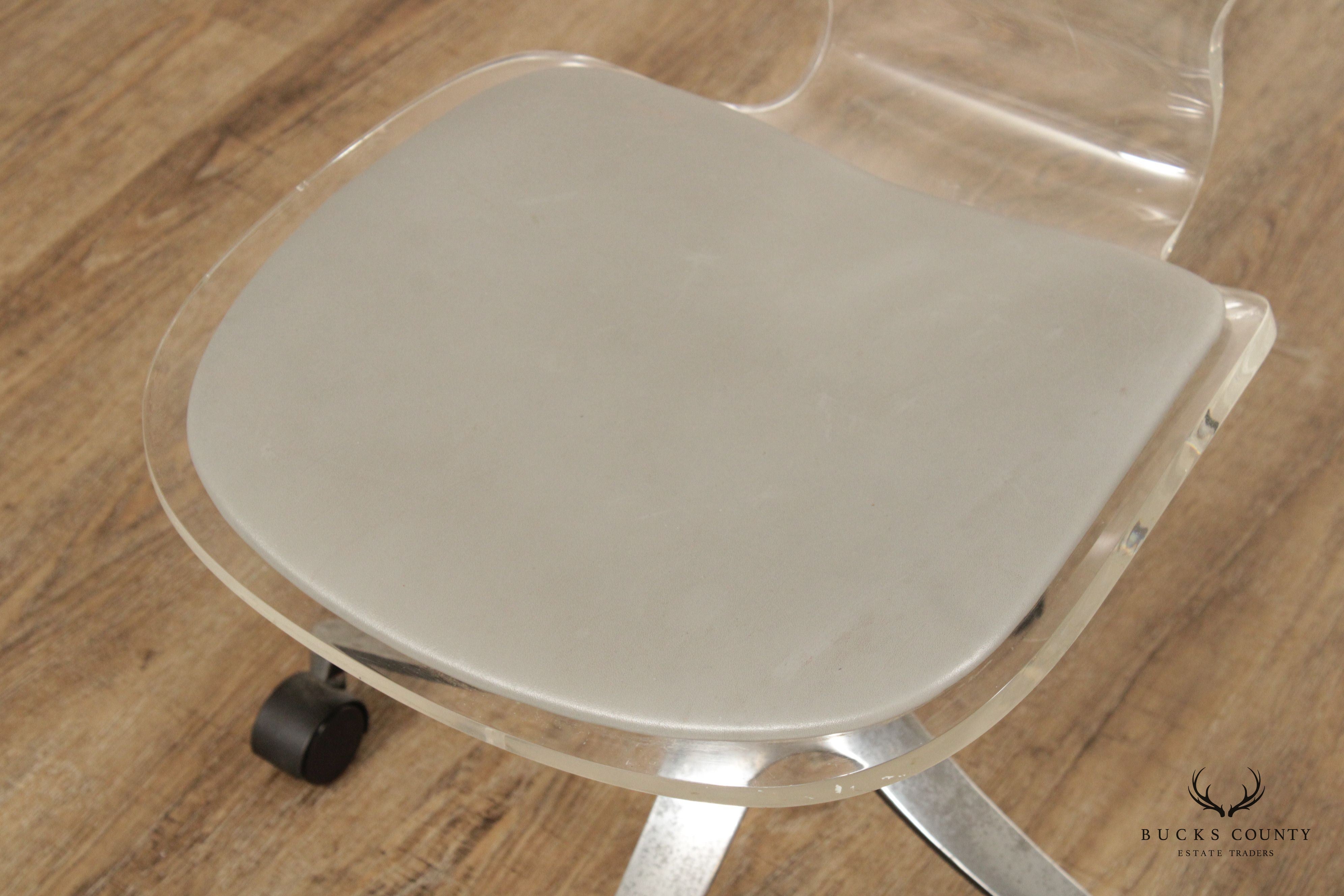 Mid Century Modern Lucite Swivel Desk Chair