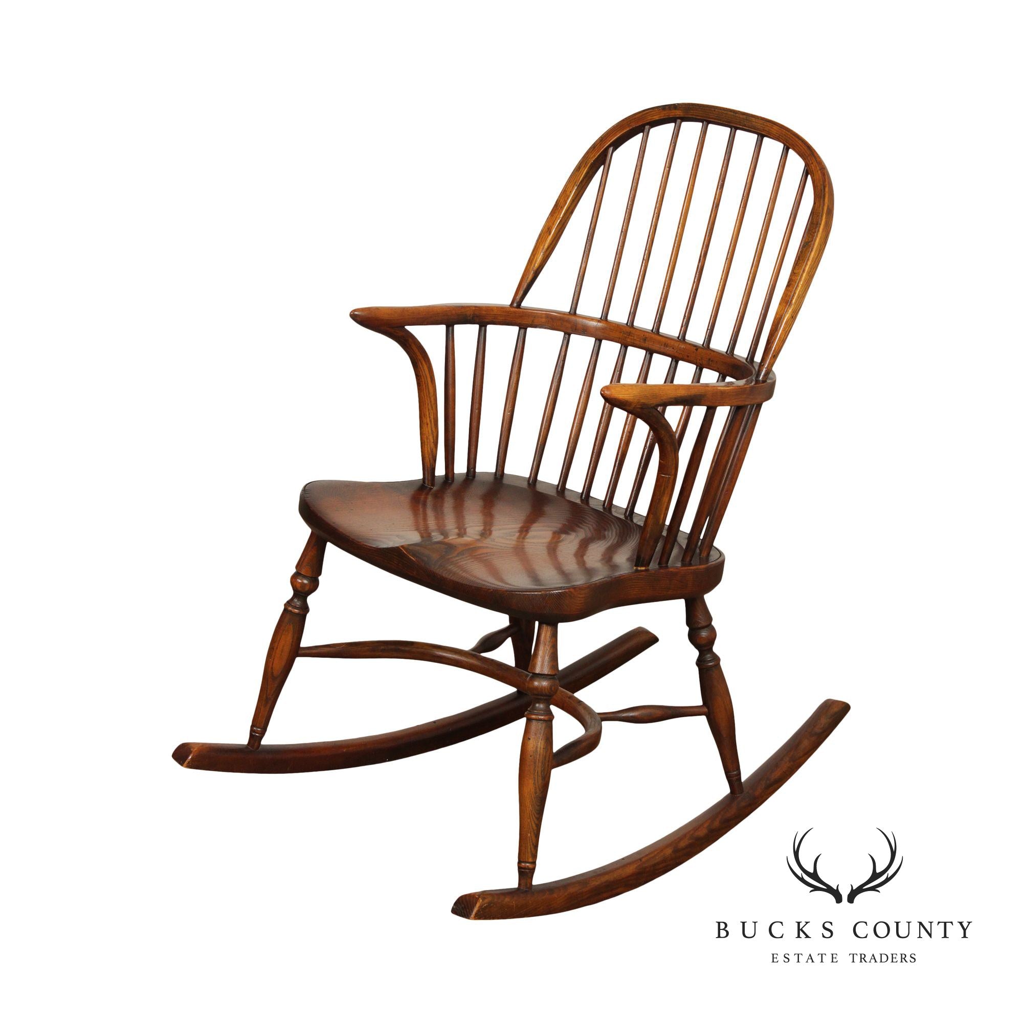 English Yew Wood Sack Back Windsor Rocker