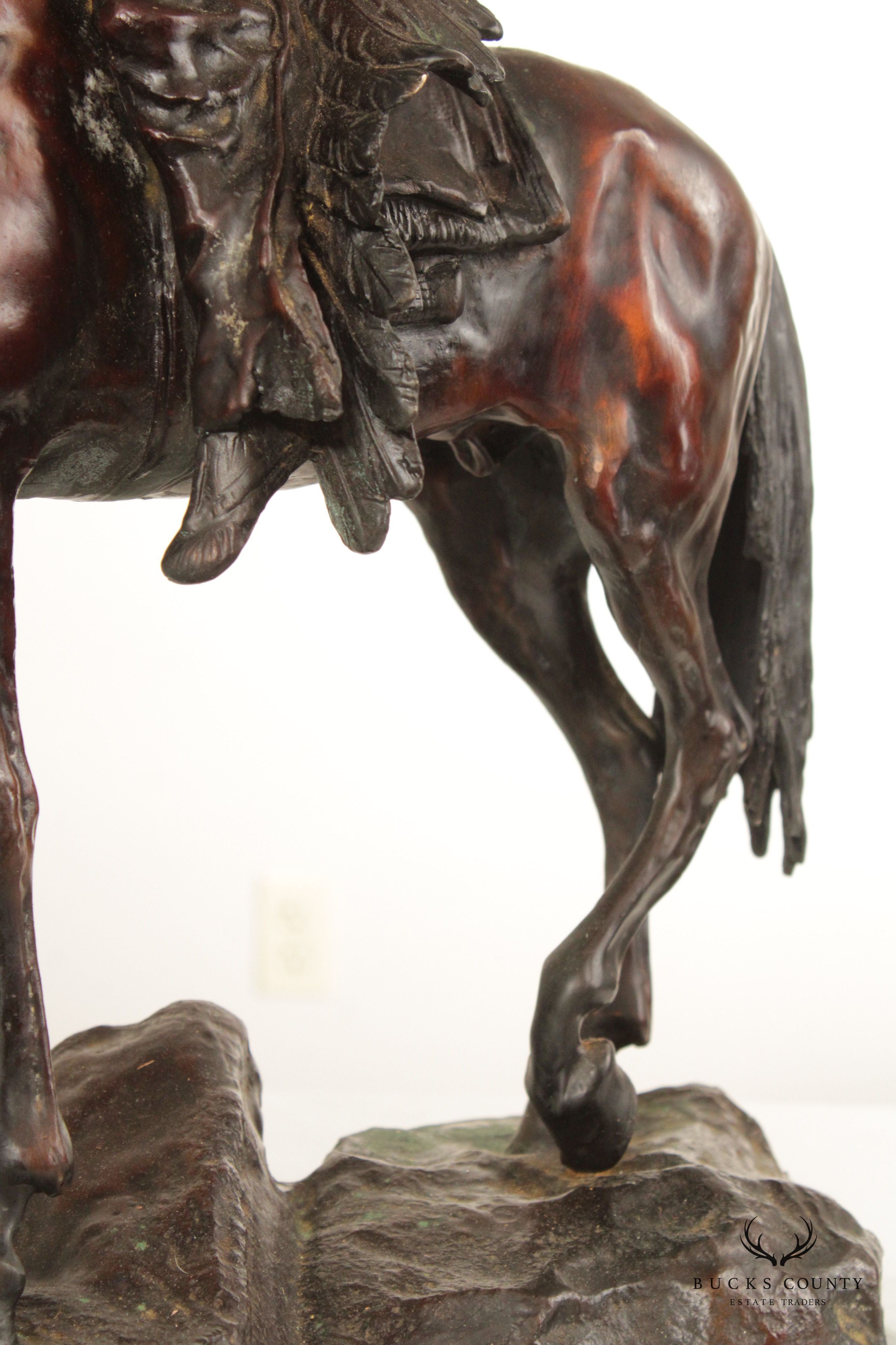 Carl Kauba 'Mounted Indian Chief' Bronze, Sculpture