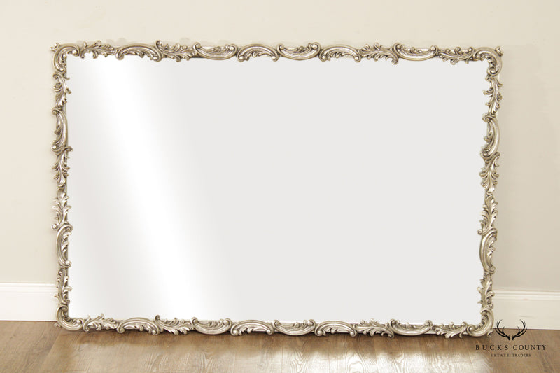 Hollywood Regency Silver Foliate Scroll Large Wall Mirror